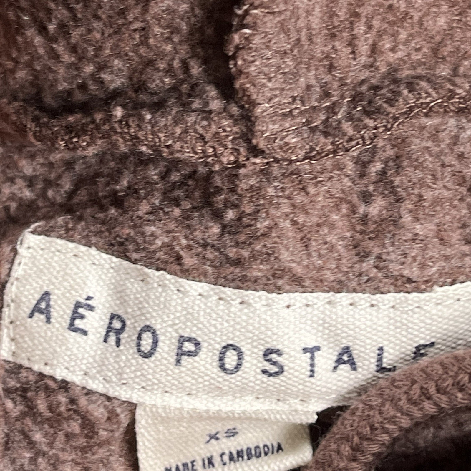 Aeropostale Hoodie Womens XS Brown Cropped Pullover NYC East Coast Graphic 87