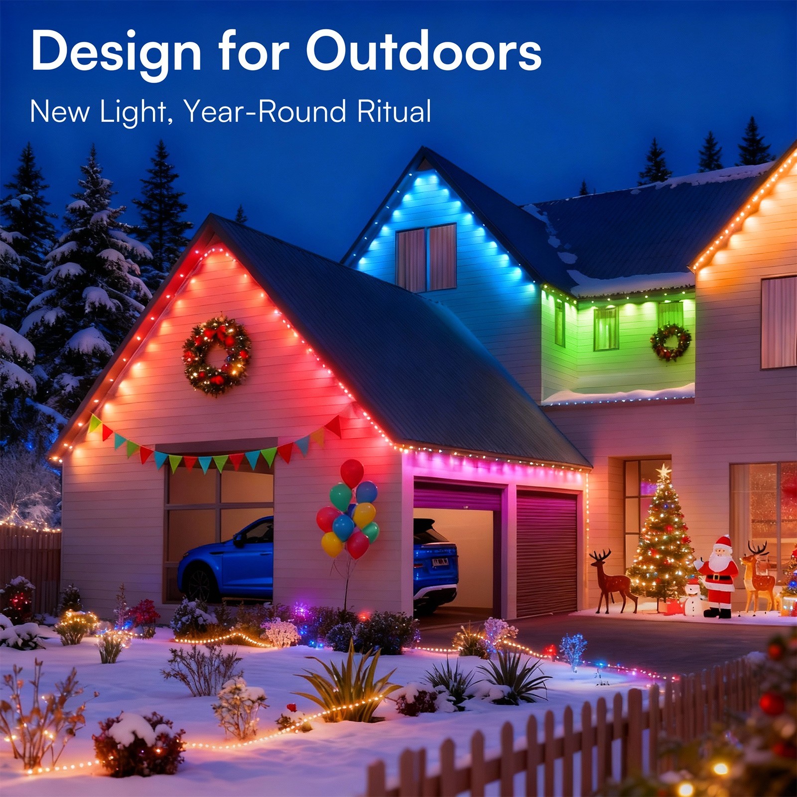 200Ft Permanent Outdoor Lights for House, App & Remote Control, RGB Smart Eaves
