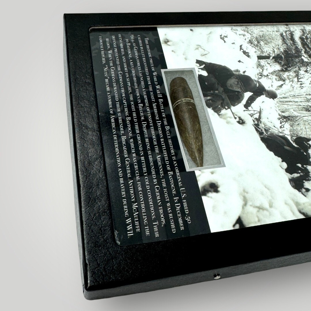 WWII Battle of the Bulge Bastogne Ardennes 1944-45 Military Gift Display COA