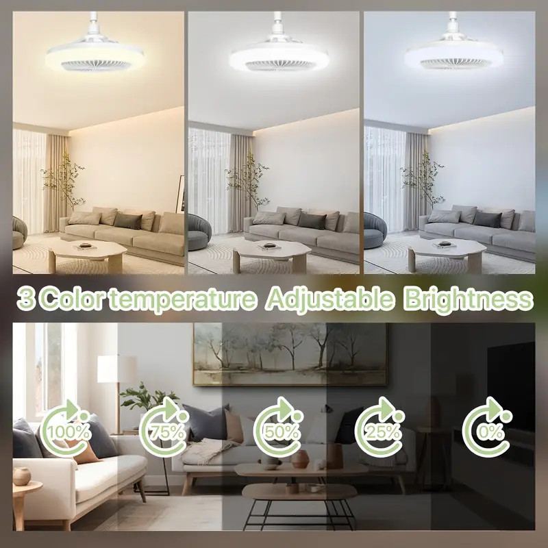 Socket Ceiling Fans with Lights and Remote- Socket Fan light with Dimmable Led