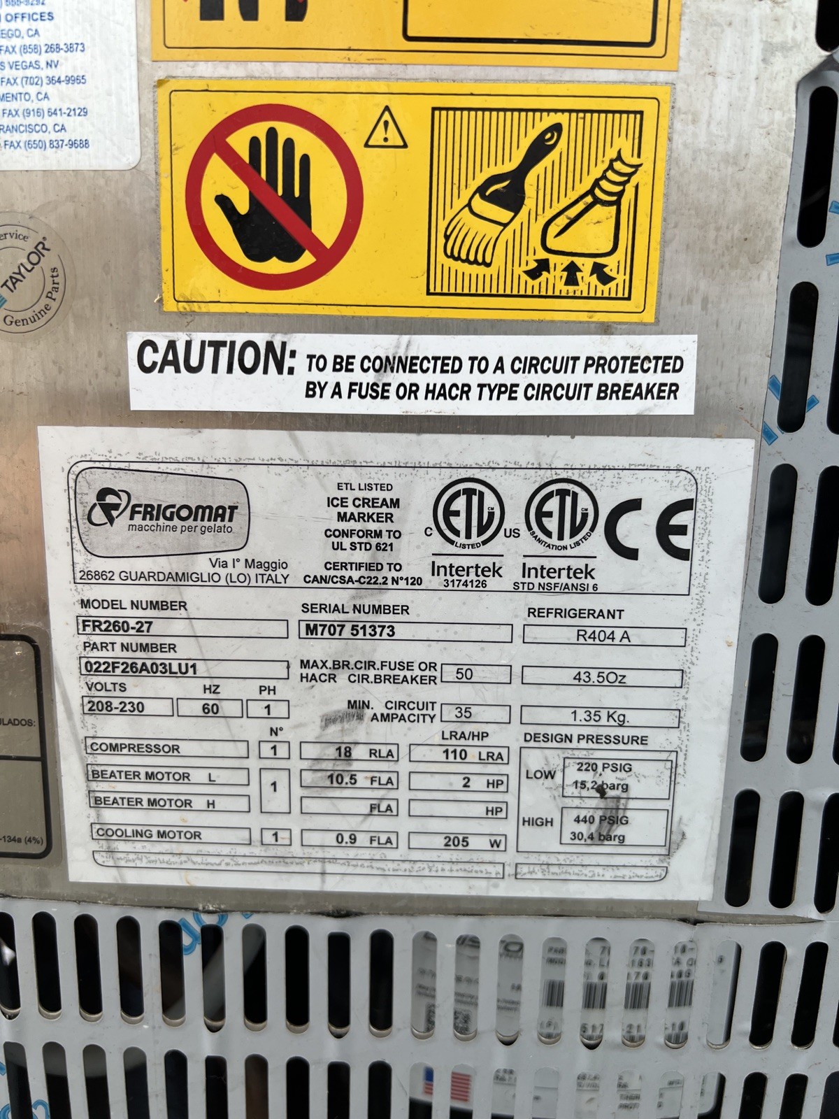 Frigomat FR260 Batch Freezer Ice Cream Machine