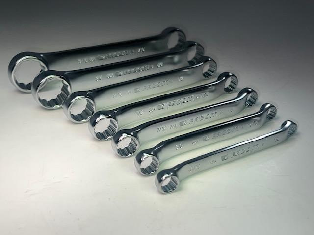 NEW Facom 7pc Set 10° Offset Stubby THIN WALL Box End SAE Wrench Set 1/4-13/16"