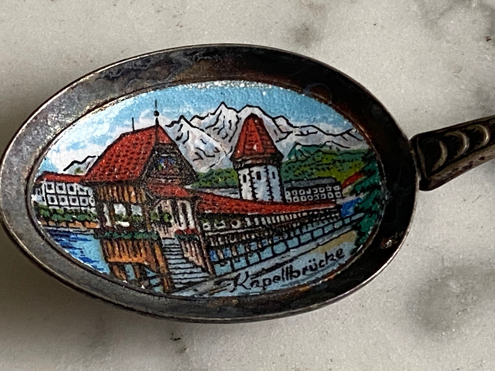Switzerland Lucerne covered Bridge souvenir spoon Kapellbrucke
