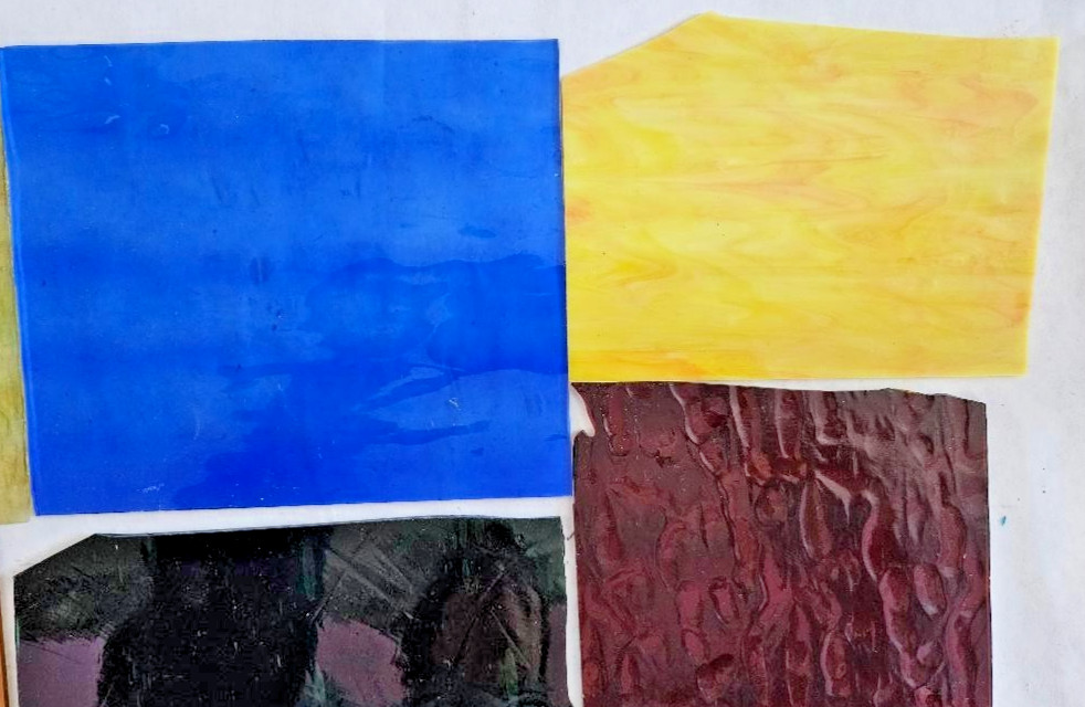 8 Pounds of Assorted Multicolor Stained-Glass Large Scraps/Sheets