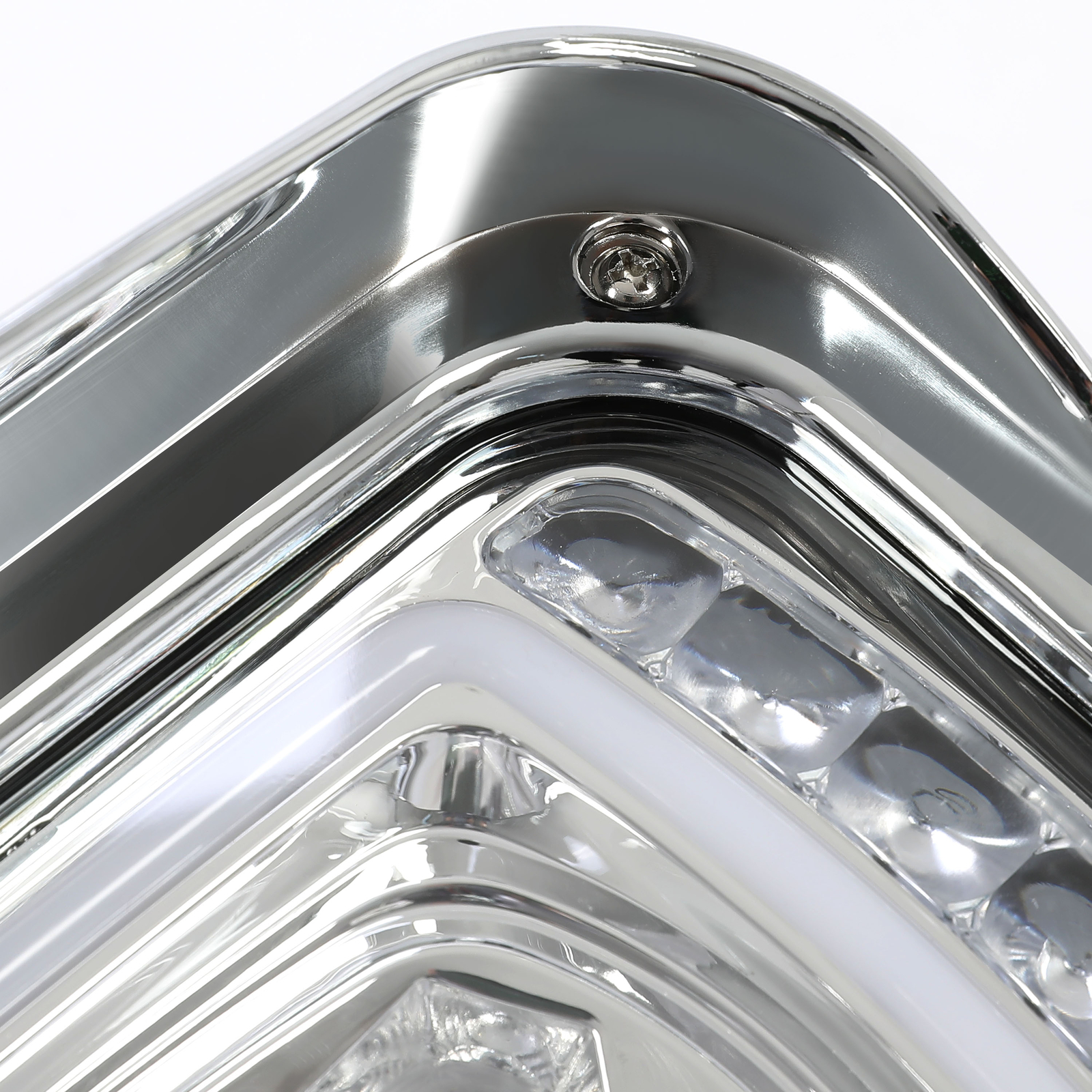 LED Signal Chrome Projector Headlights w/Mounting Arms For Peterbilt 359 379 389