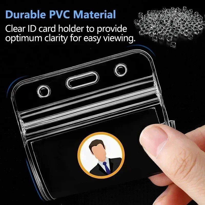 10pc ID Card Badge Holder Vertical Clear Reusable Soft Waterproof Office ID Case