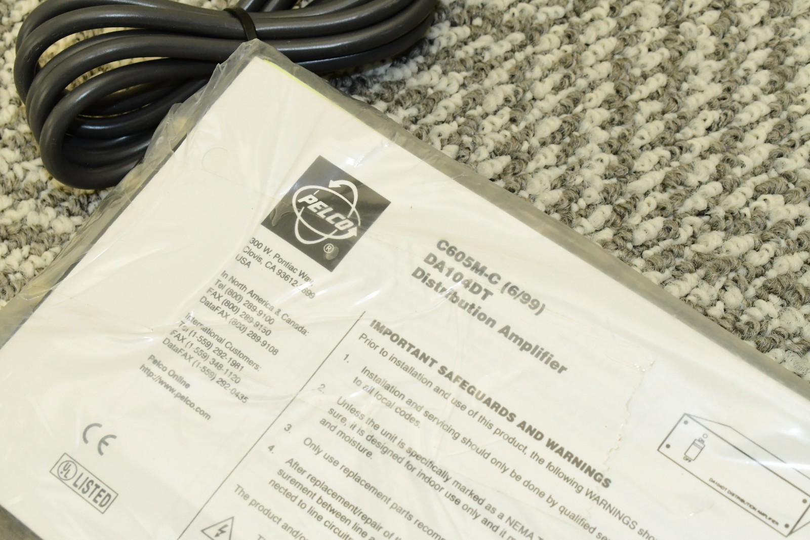 Pelco DA104DT Video Distribution Amplifier Power - NEW / UNUSED