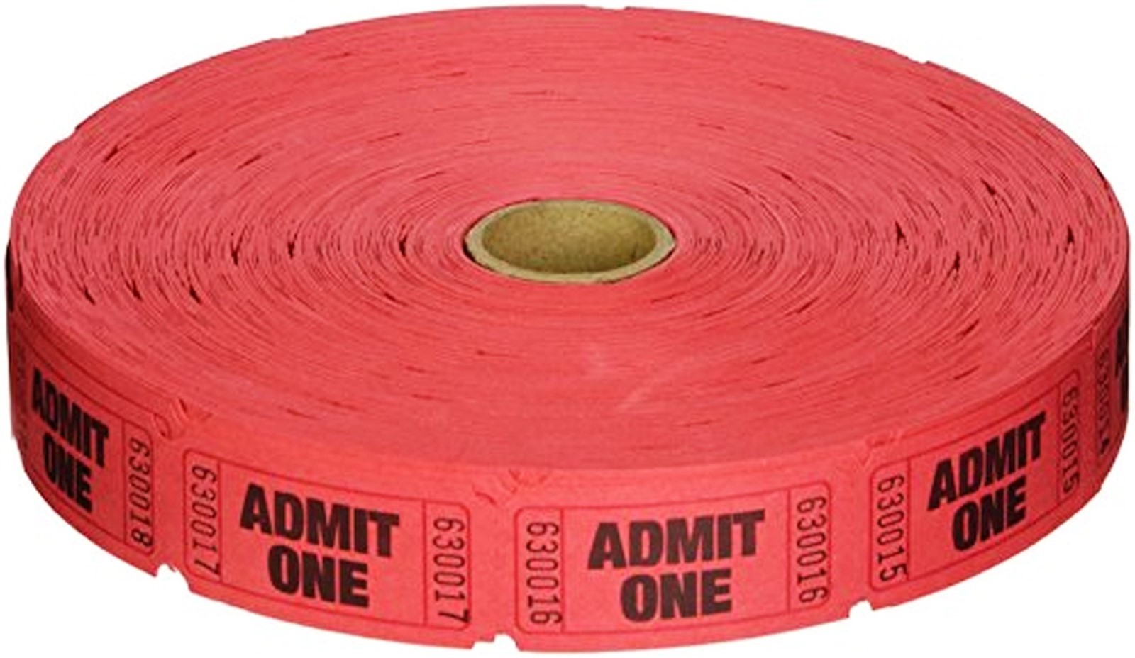 Red ADMIT ONE 2000 single Numbered TICKETS Roll admission door raffle PM COMPANY