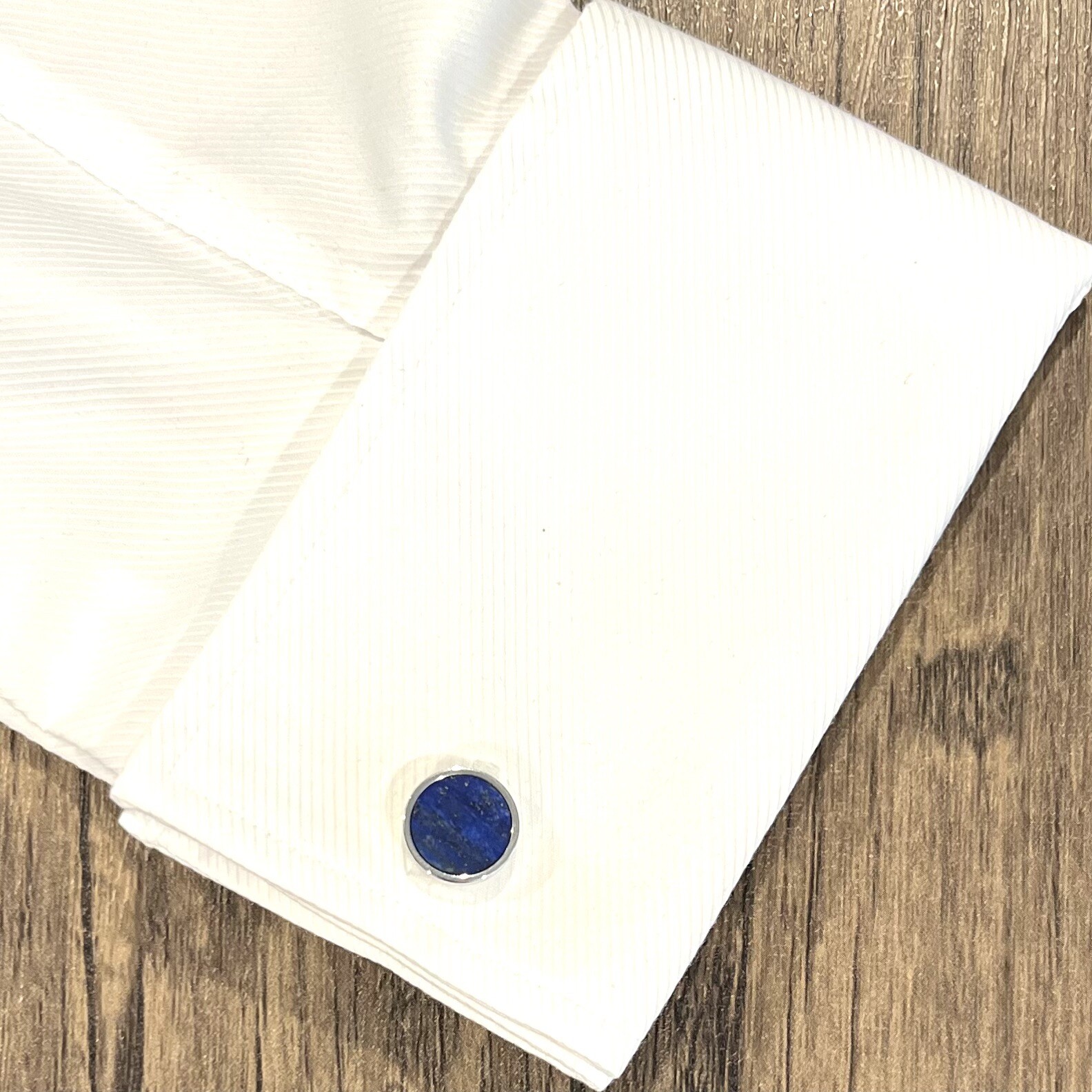 Round Lapis Lazuli Stone Cufflinks Men Birthday Wedding Essentials Gift With Box