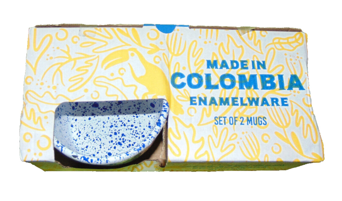 Made in Columbia Blue Speckle Enamelware Camping Mugs Set of 2