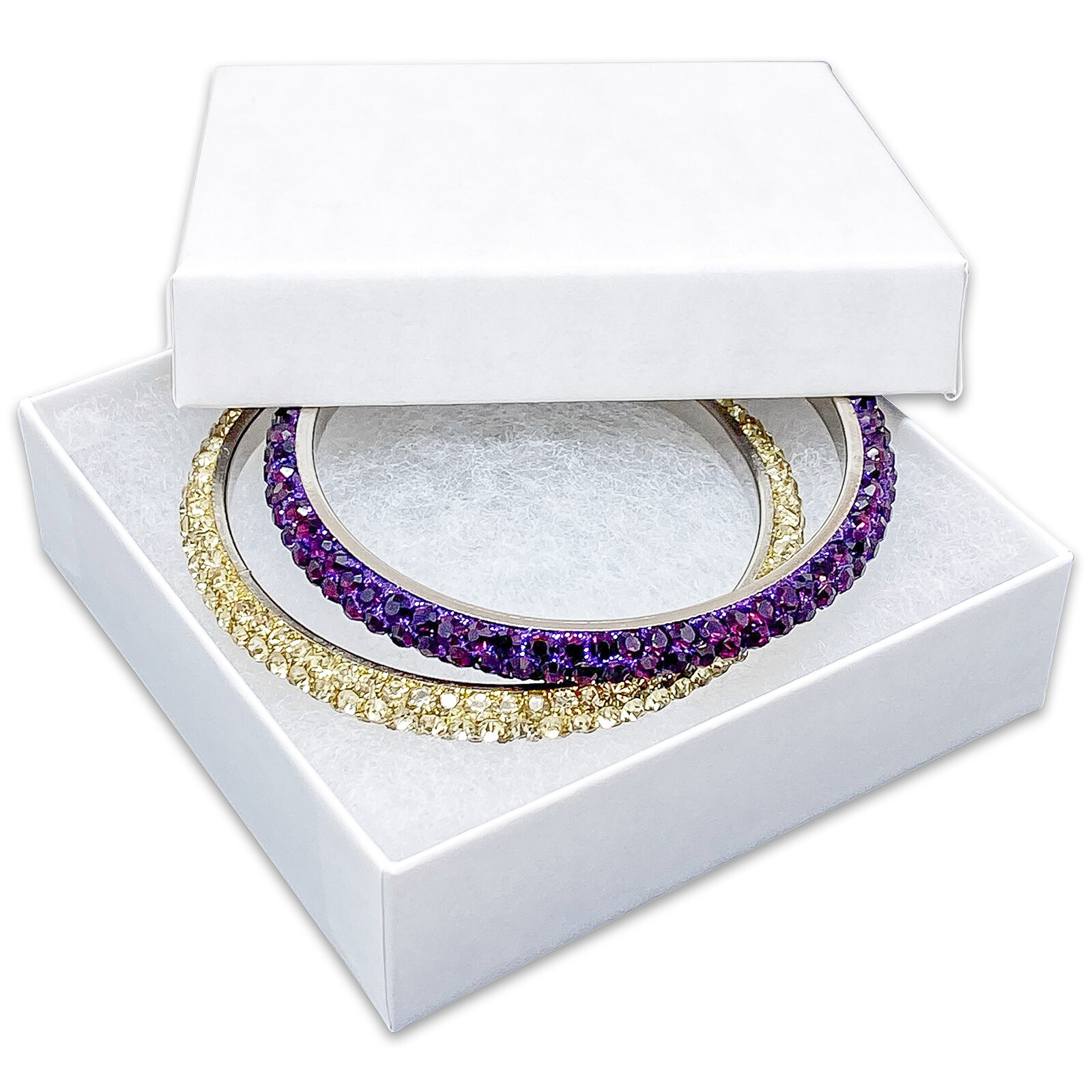 TheDisplayGuys Kraft Paper Jewelry Gift Boxes & Cotton Insert 100-Pack (White)