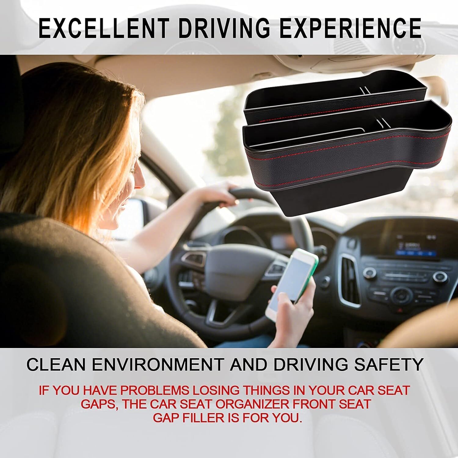 Car Seat Gap Filler Leather Multifunctional Accessories with Storage Organizer