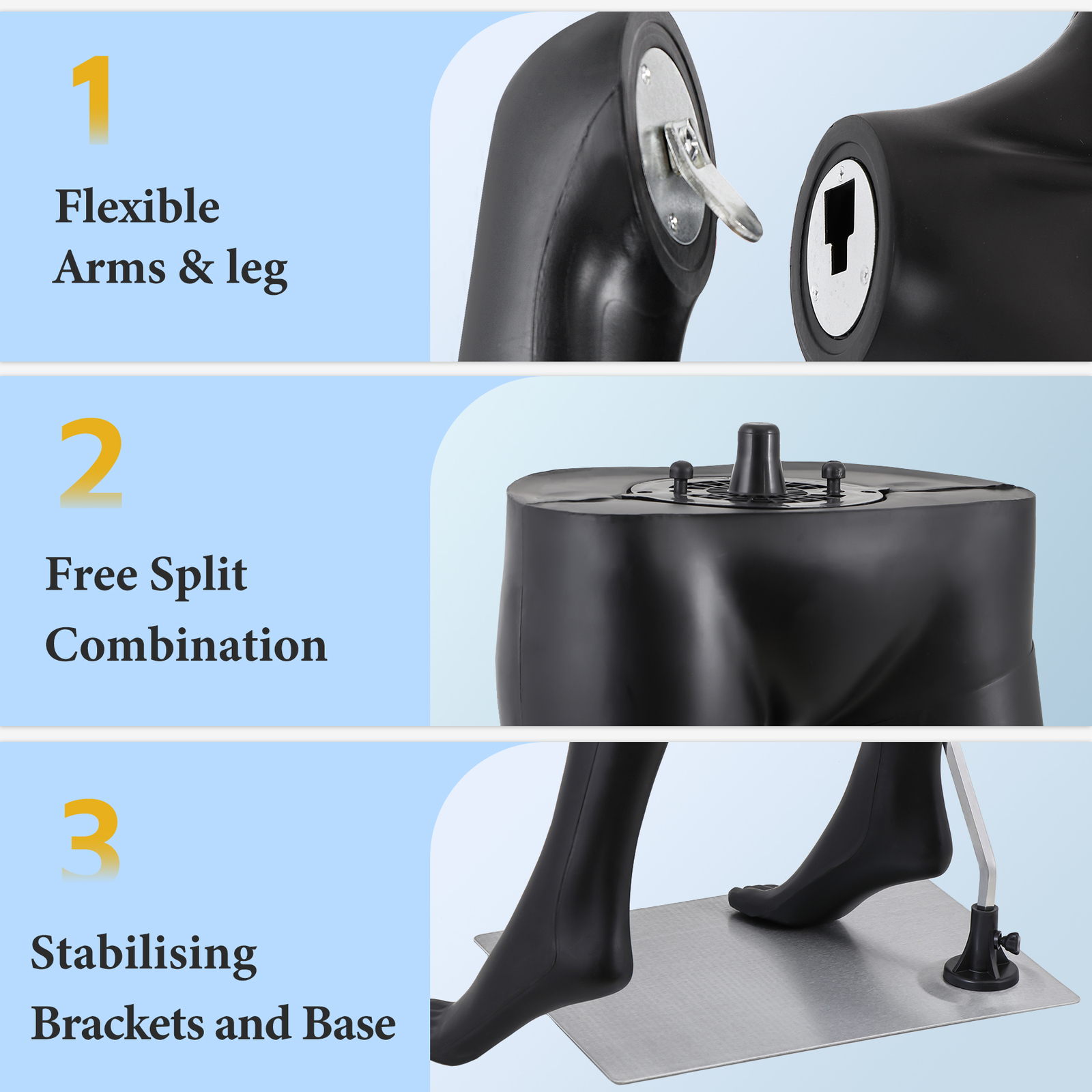 Female Mannequin Dress Form 70 Inch Adjustable Mannequin Full Body w/Base Black