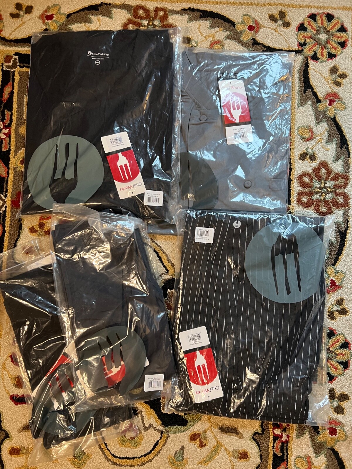 Chef Works lot of 5 chef jackets pants aprons new kitchen uniforms