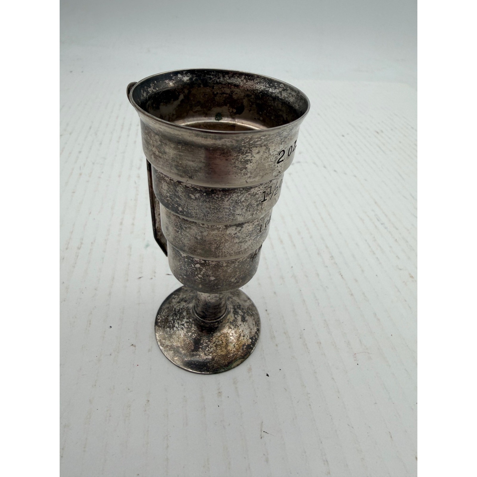 Vintage Silver Jigger Bar Tool Shot Glass Measure 2oz G3