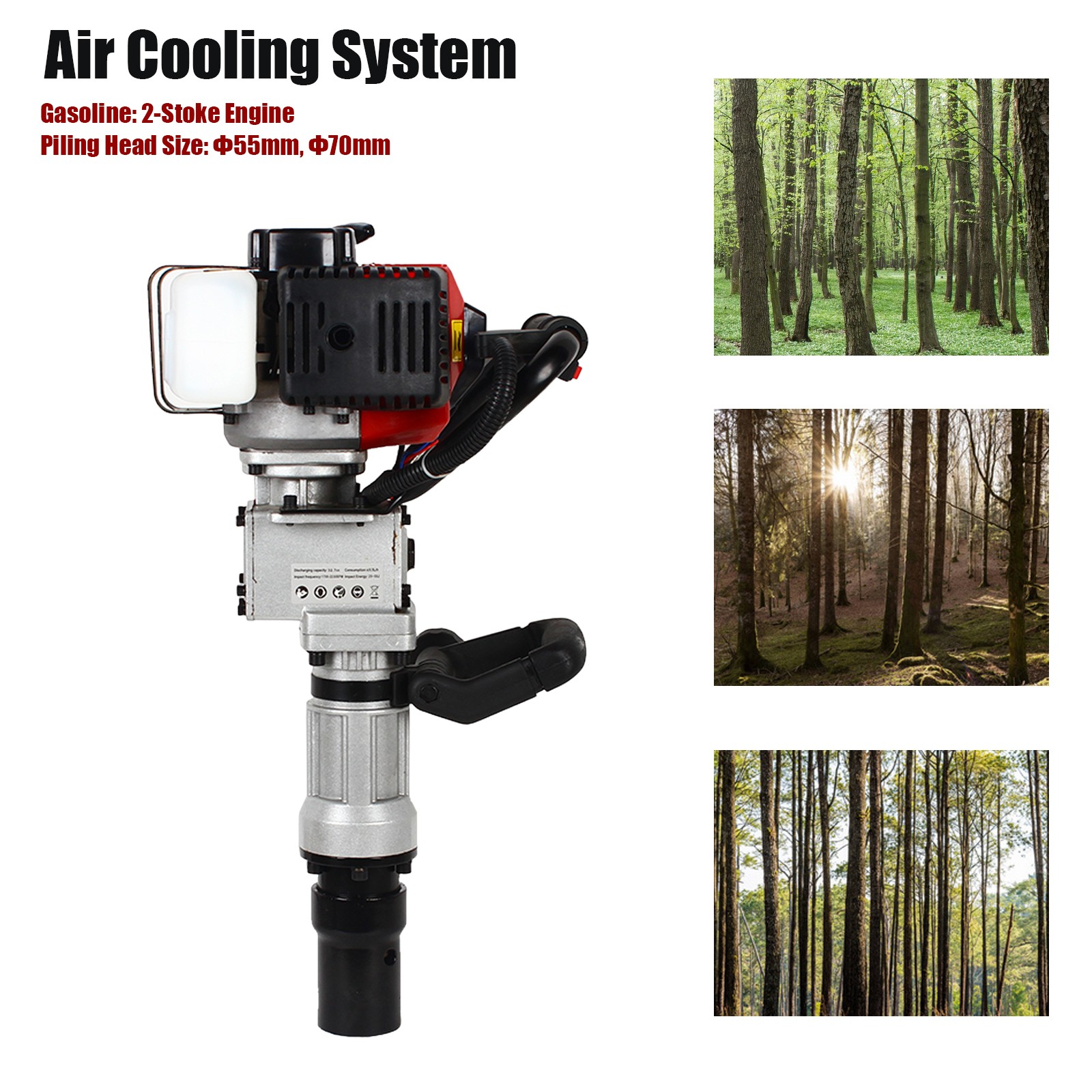 Fence T Post Driver Gas Powered 2 Stroke Motor Pile Drivers Jack Hammer Gasoline