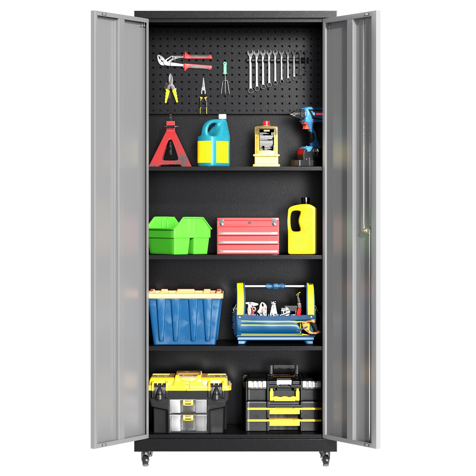 Garage Storage Cabinet System 5-Pcs Workshop Set Metal Garage Lockable Cabinets