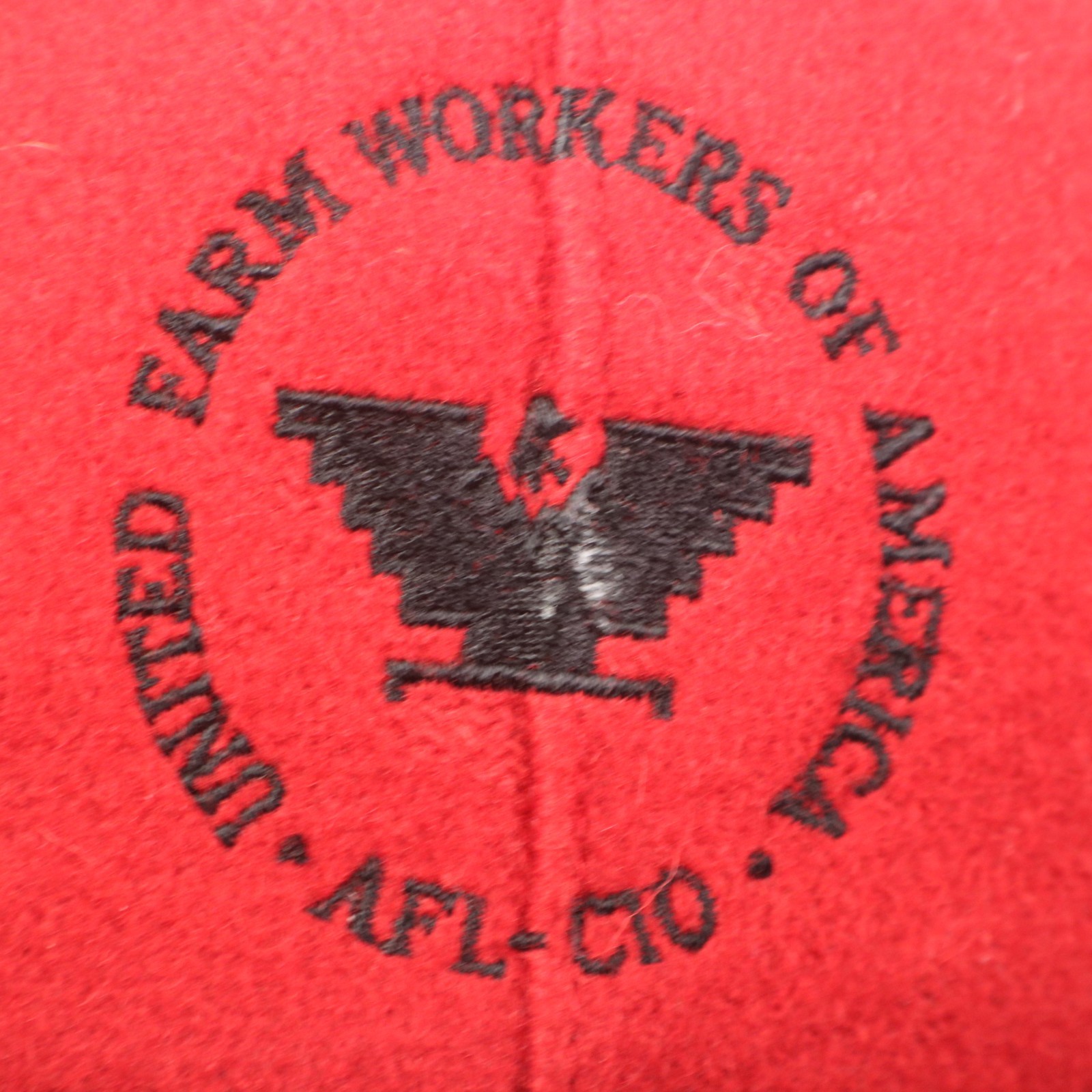 Vintage United Farm Workers UFW Labor Hat Flat Cap Red Wool Cesar Chavez L/XL