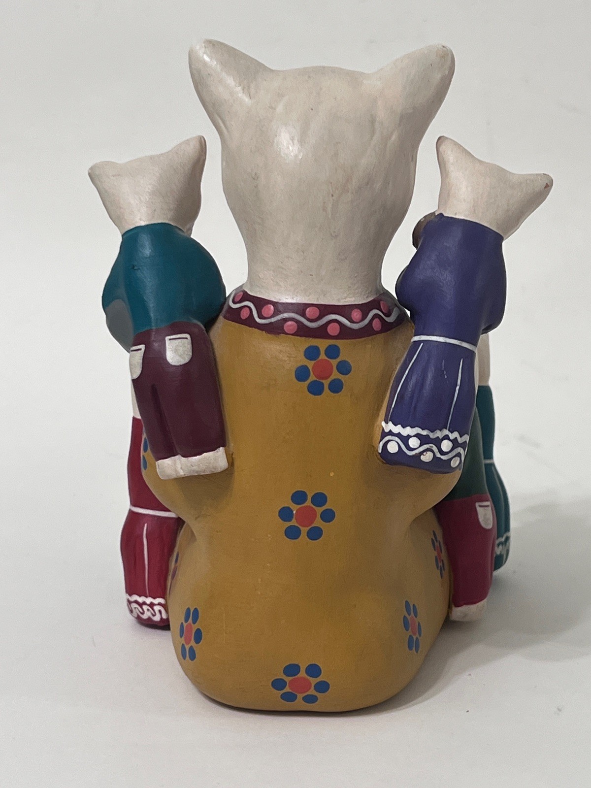 Day of the Dead Storyteller Ceramic Cat Peru Cat with Kittens Handmade