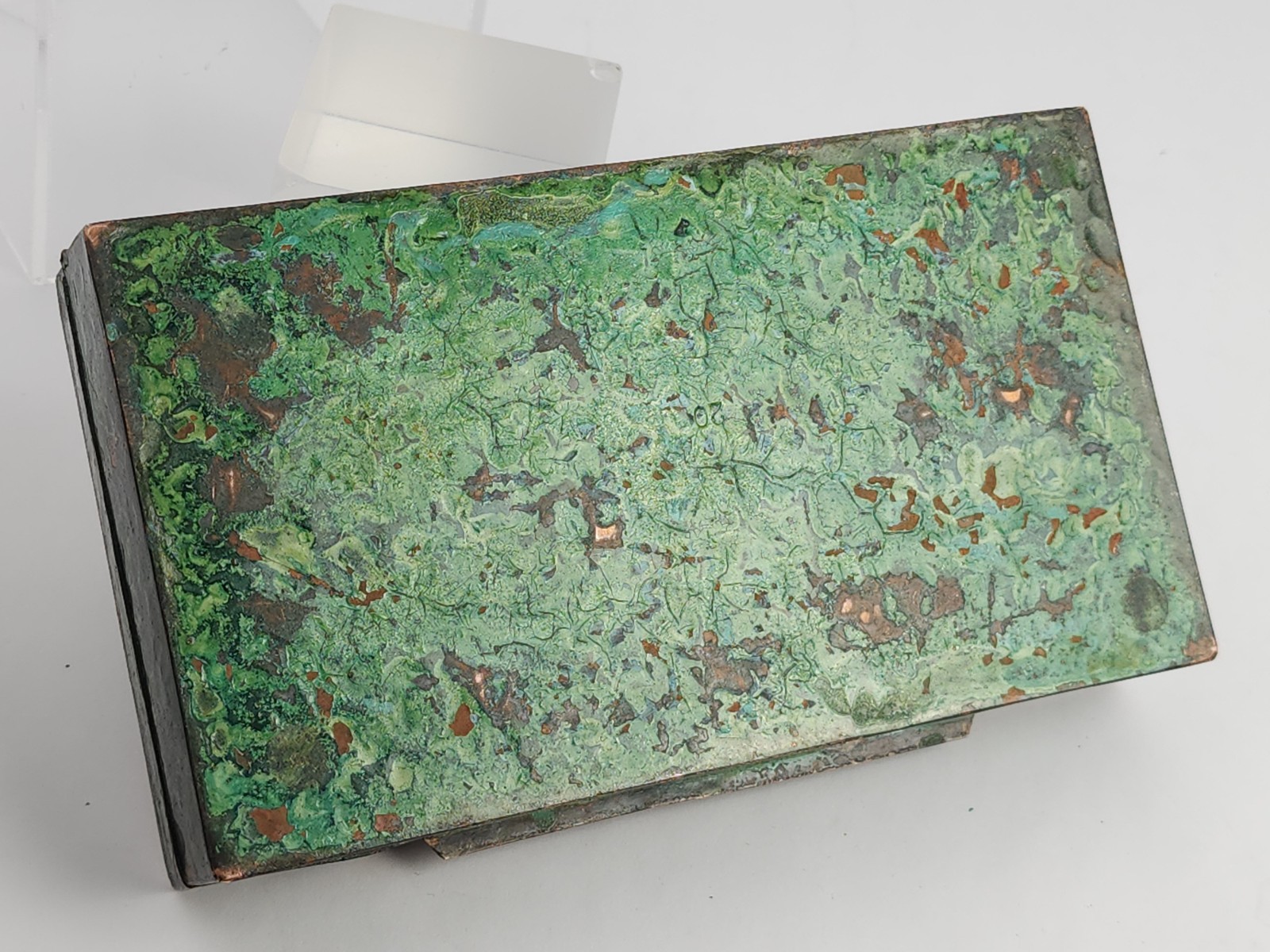 Vintage Peru Enameled Copper Cigarette Trinket Box Silver Tone Metal Bird Bull