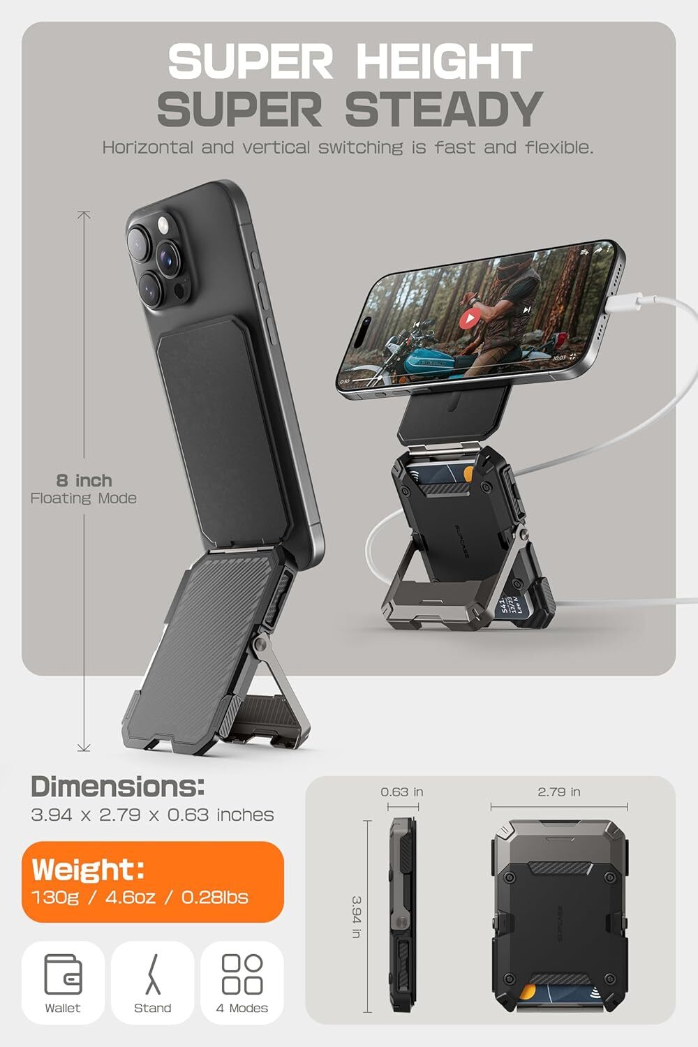 SUPCASE 3000G Magnetic Force Phone Stand Card Holder For iPhone 16/15/14/13/12