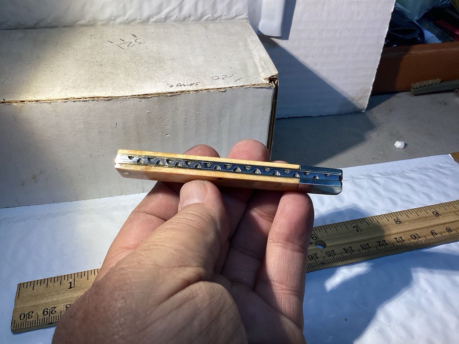 1980 Taylor Cutlery Japan Deluxe Elk Horn Doctor's Knife Smooth Bone