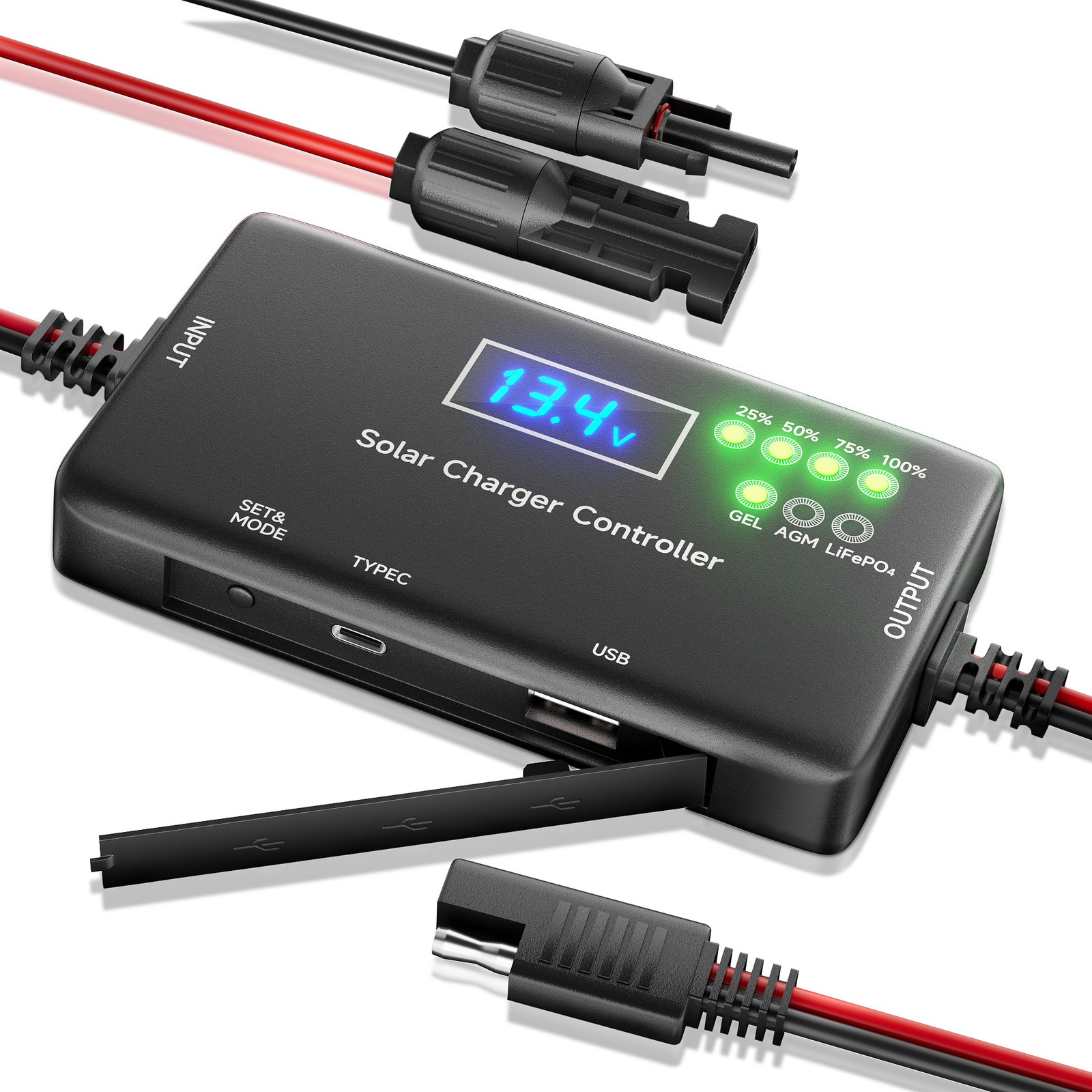 Solar Charge Controller 12V, 20A Solar Panel Charge Controller for Gel, AGM