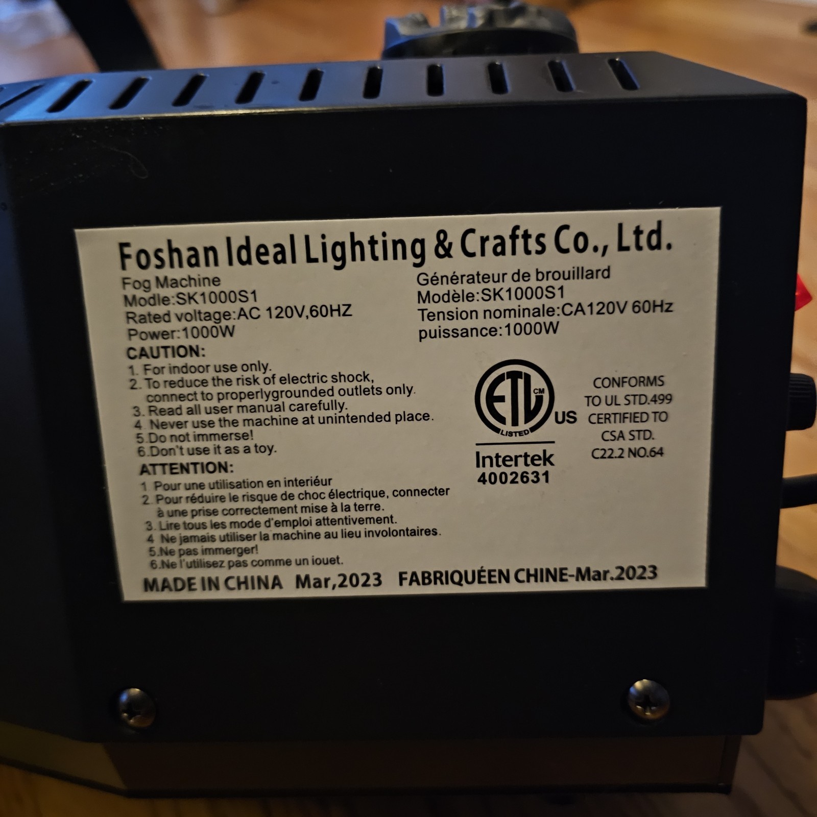 Spirit Halloween 1000 Watt Fog Machine Tested Works