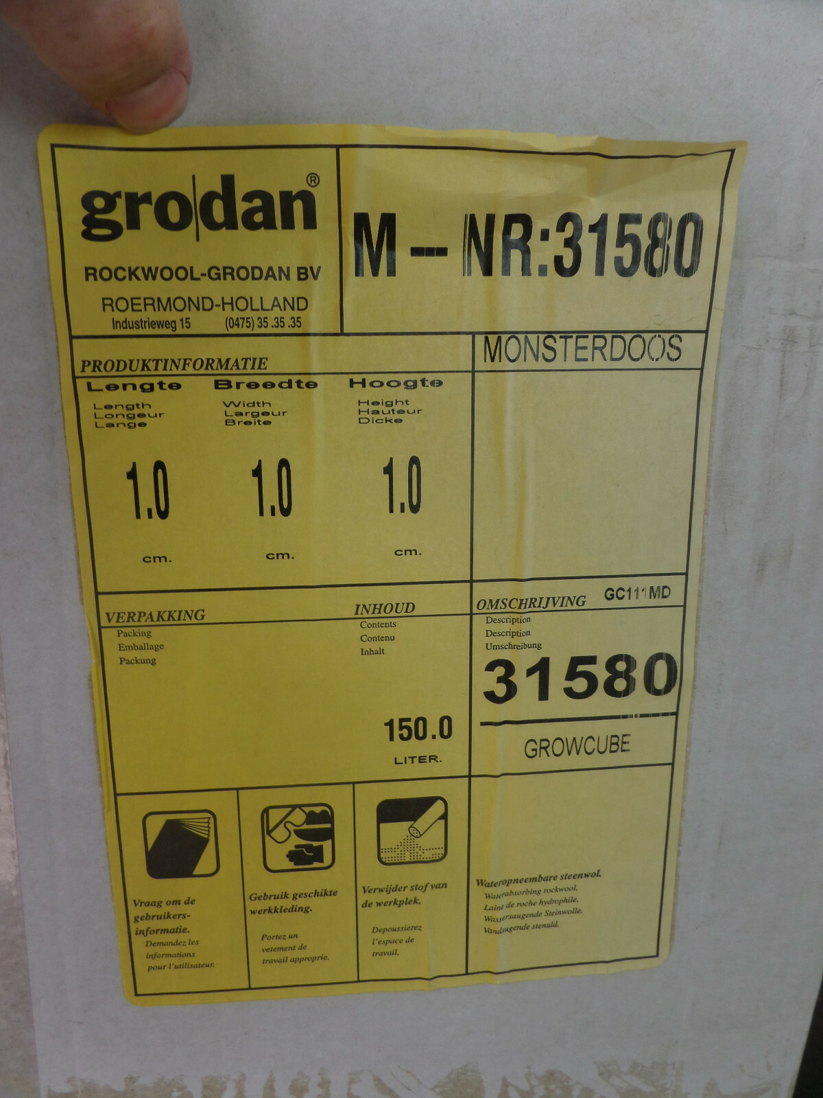 Rockwool Grodan cubes hydroponics grow media 1cm 1 gallon ziplock bag