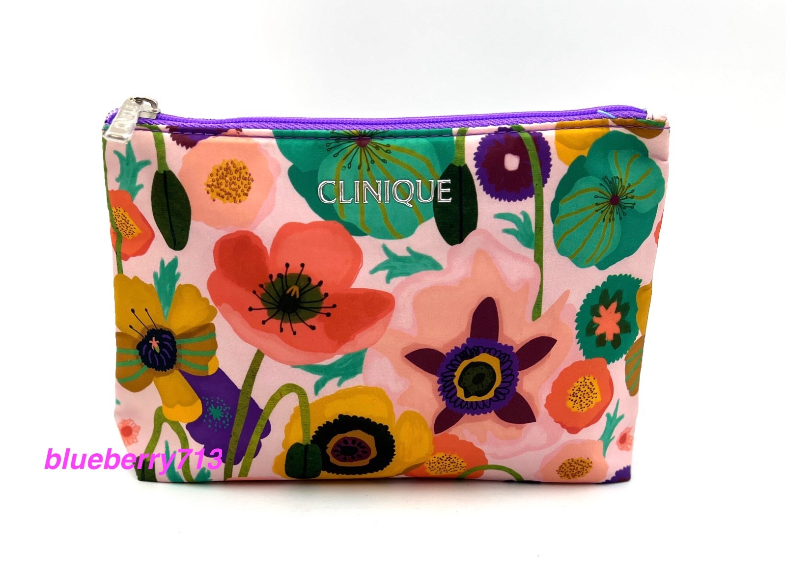 4 Bags: Clinique Cosmetic Makeup Bag Flower Printed ~ Multi- Color
