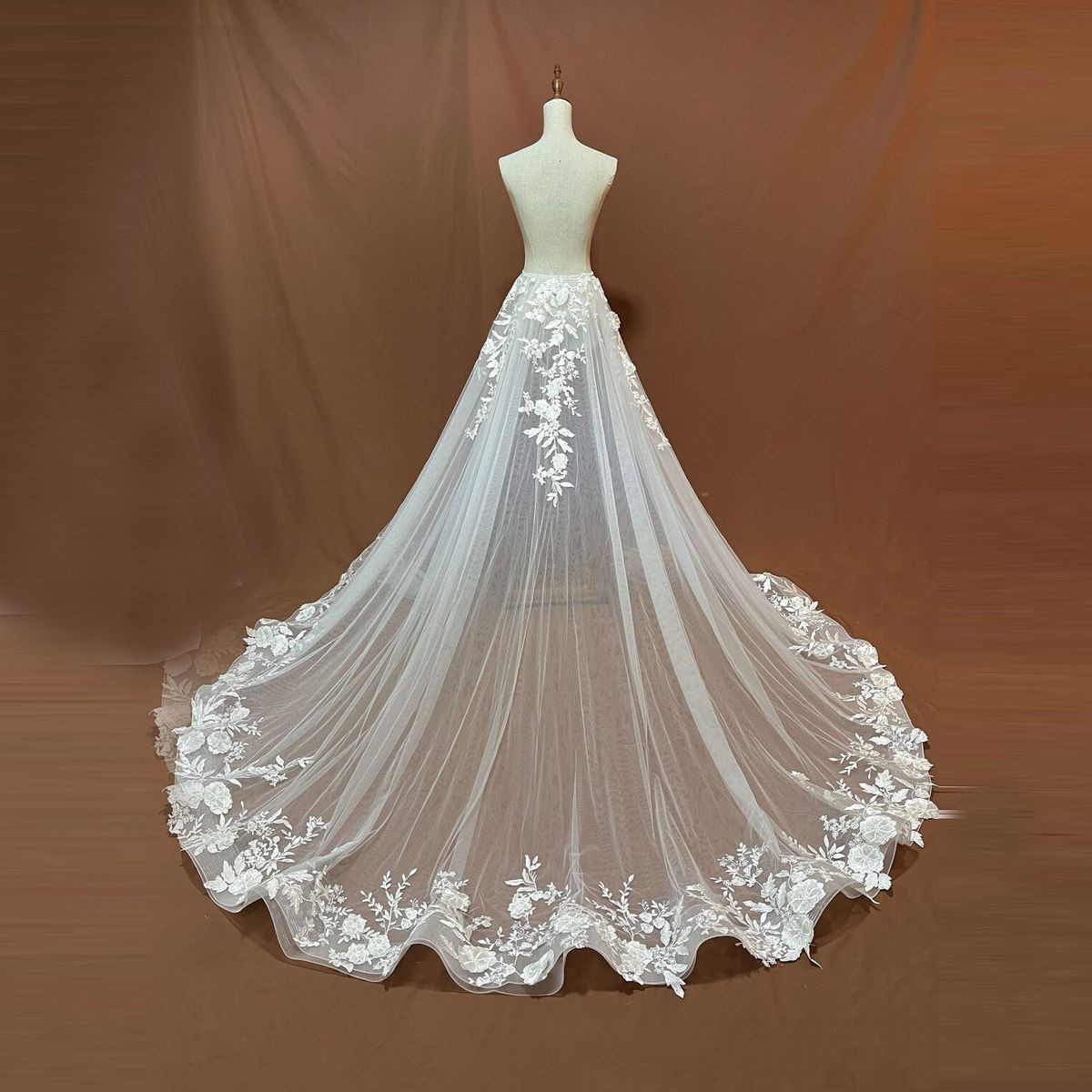 Boho Wedding Detachable Train Bridal Ball Gown Lace Applique Removable Train