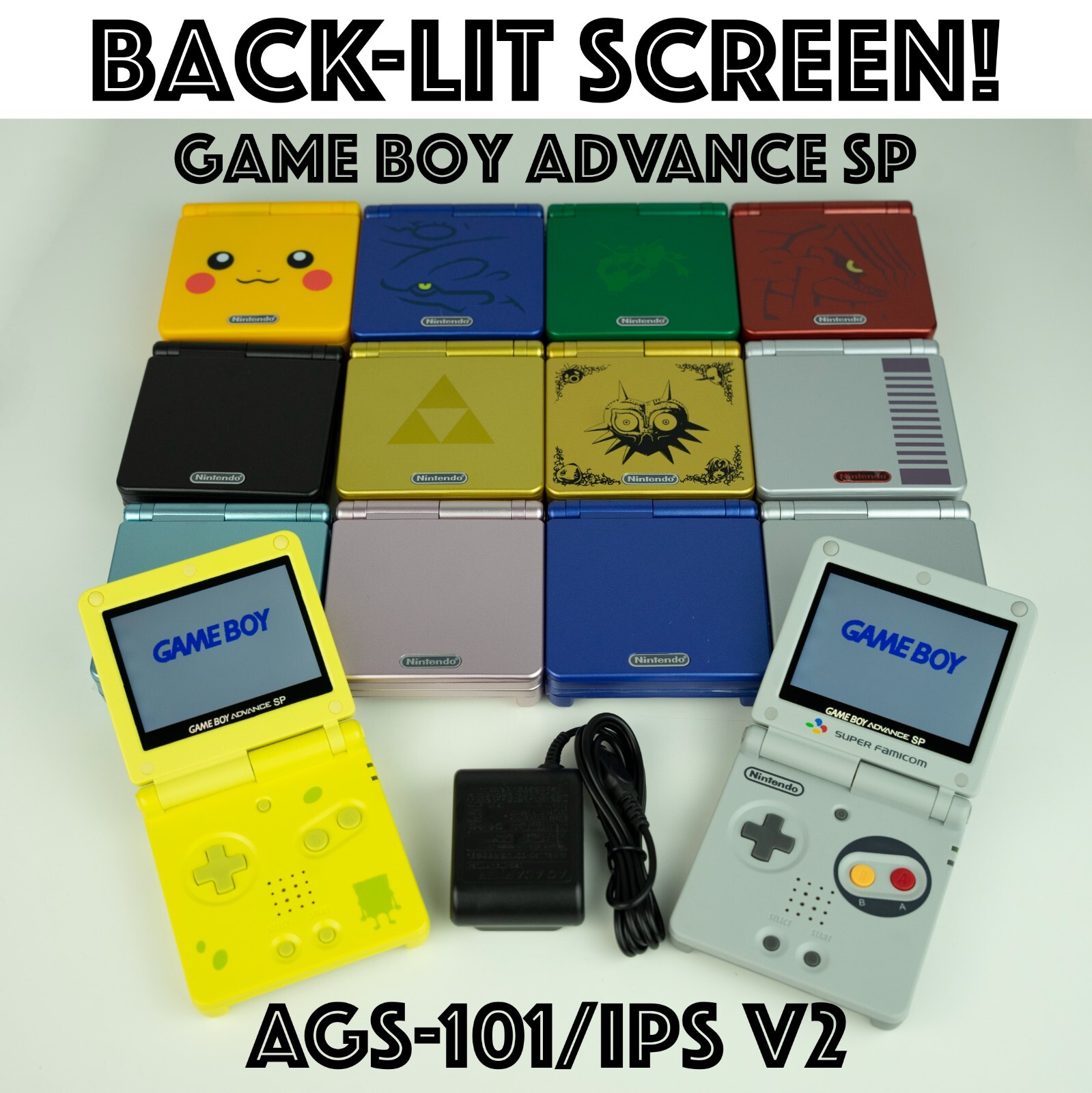 Nintendo Game Boy Advance SP with Charger | IPS 3.0 Back-lit Screen