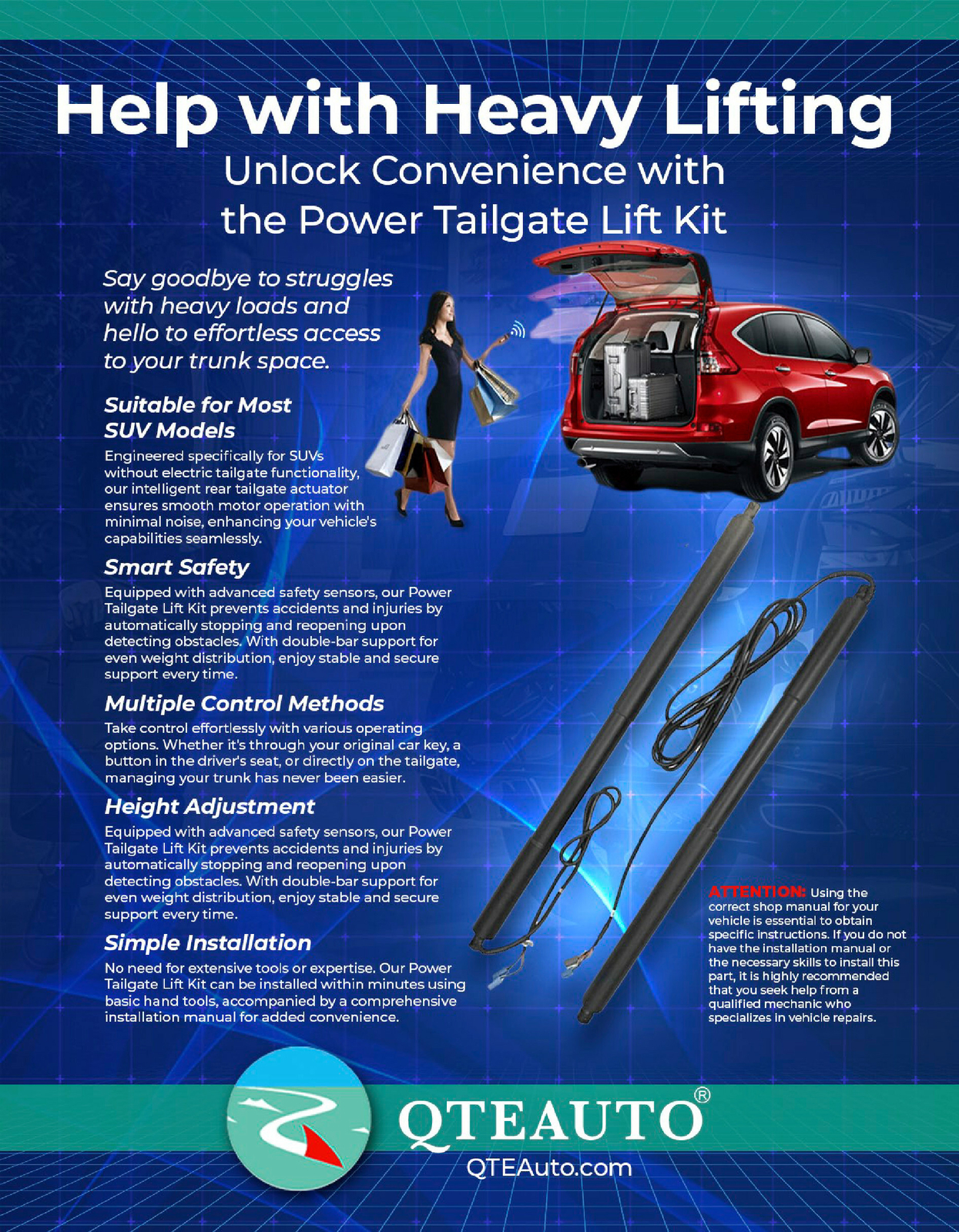 Pair 2 Rear Left-Right Tailgate Power Lift Support for 2015-2020 Chevrolet Tahoe