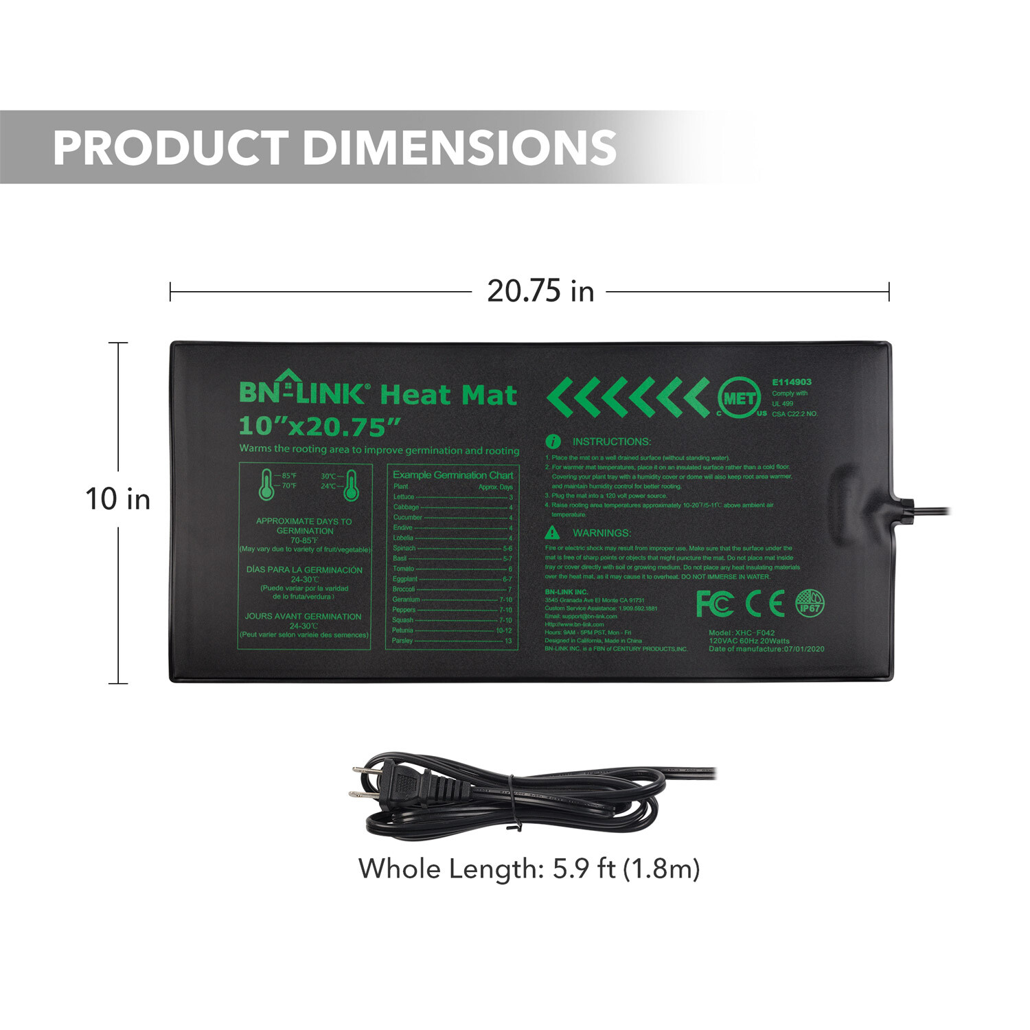 BN-LINK Seedling Heat Mat Heating Pad + Digital Thermostat Controller Combo Set