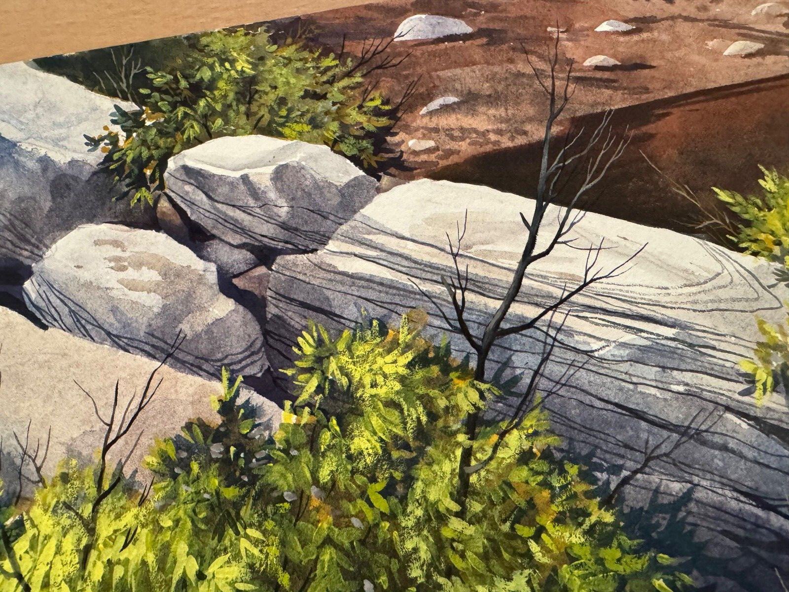 MEL KISHNER SABINO CANYON ORIGINAL SIGNED WATER COLOR PAINTING ON PAPER 22"X15"