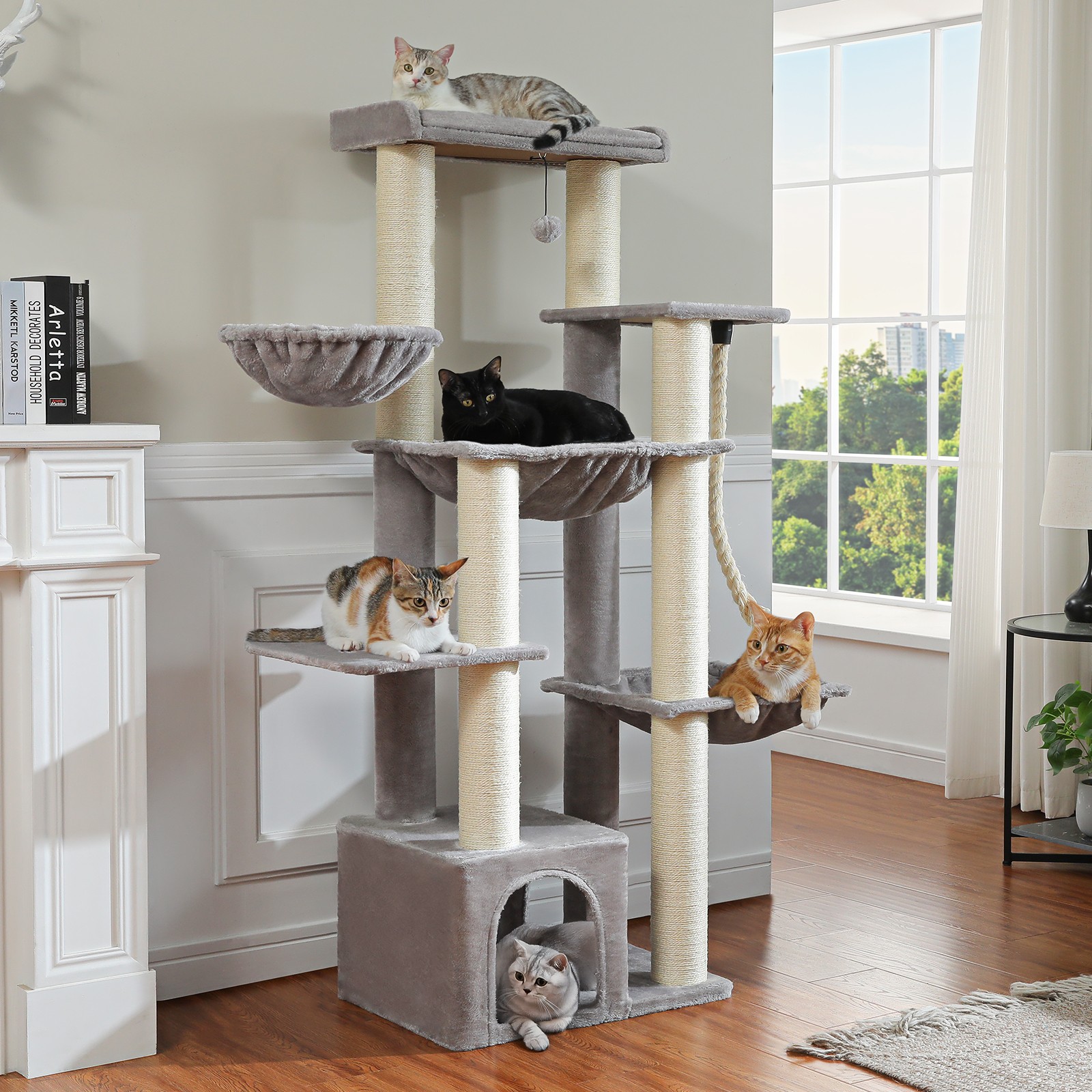 PAWZ Road Maine Coon Cat Tree 67-Inch Heavy Duty Cat Tower for Indoor Large Cats