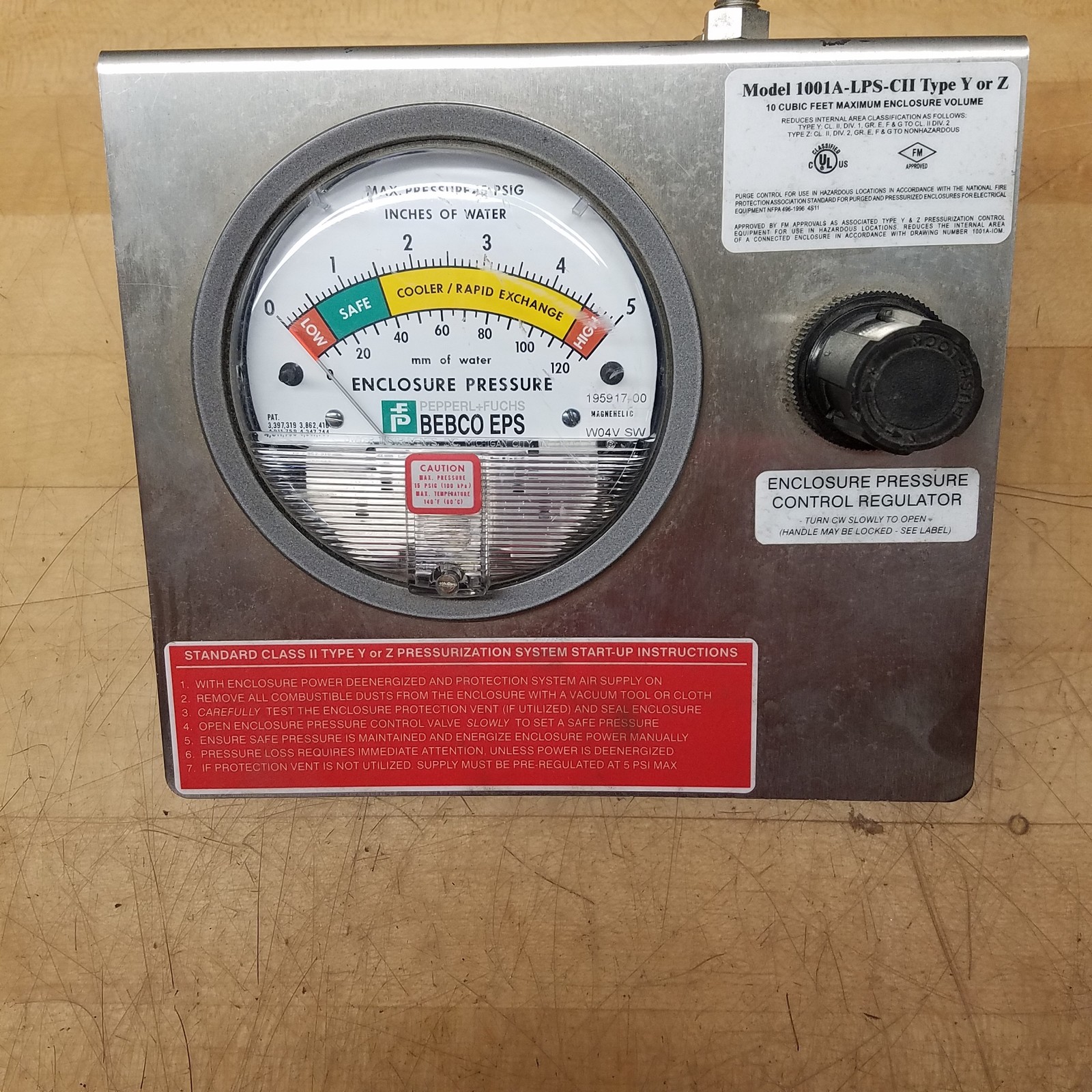 Pepperl+Fuchs 1001A-LPS-CII Type Y or Z Purge and Pressurization System - USED