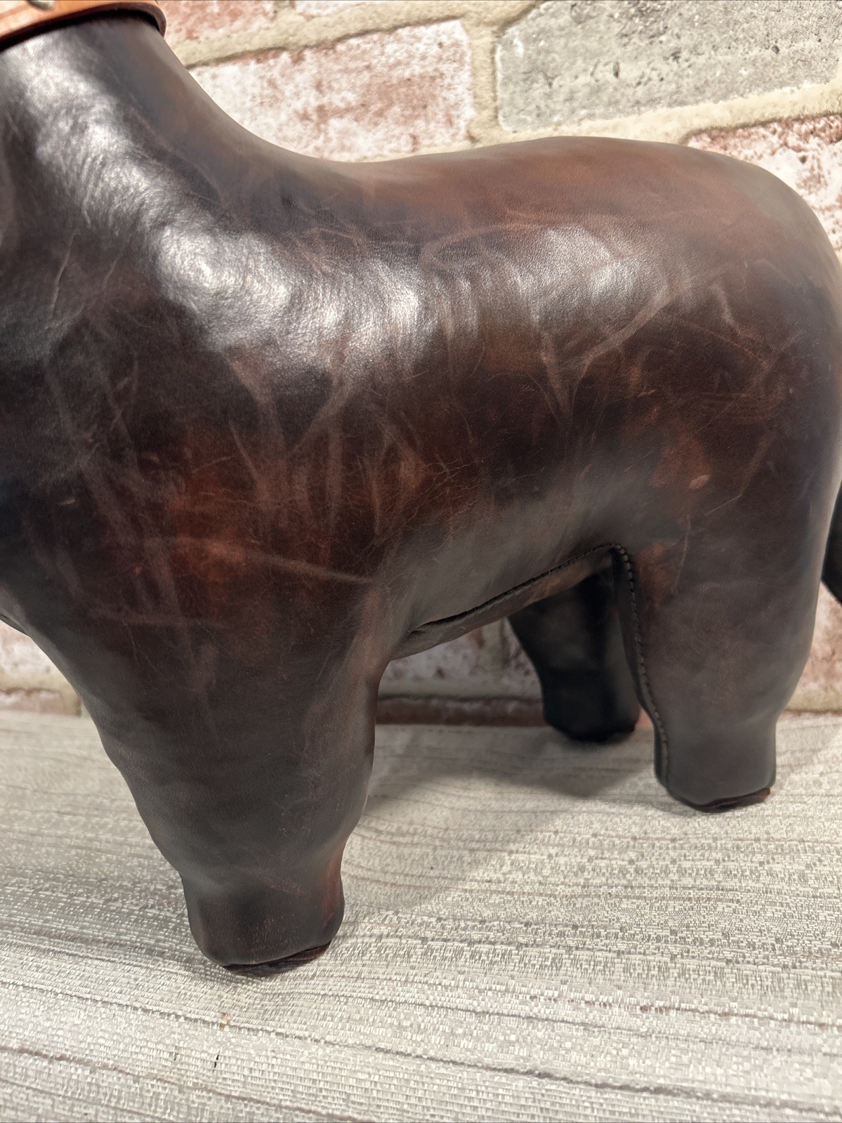 Vintage DIMITRI OMERSA Leather Dog Abercrombie Fitch Footstool Ottoman