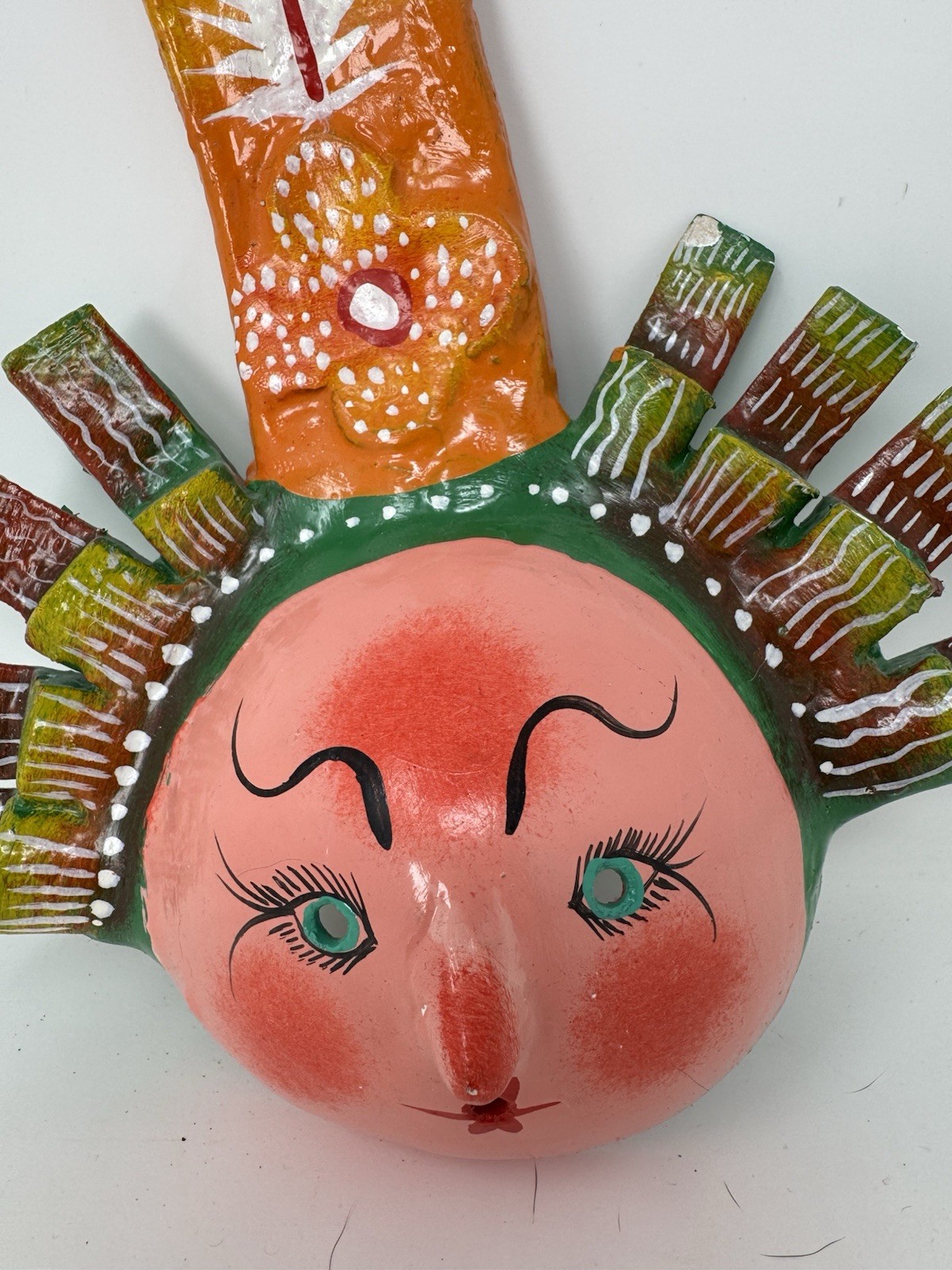 Vtg. Mexican Folk Art Coconut Wall Hanging Mask Decor (B-689)