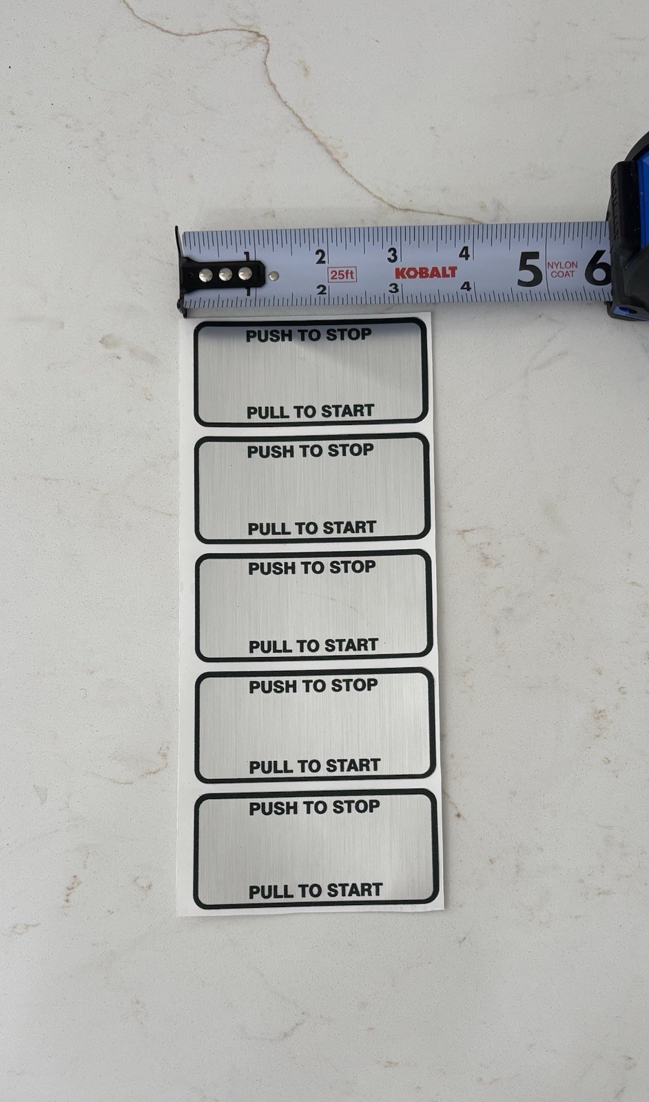 Push to Stop-Pull to Start Label,High Quality Metallic Sticker,Brand New,5 pack