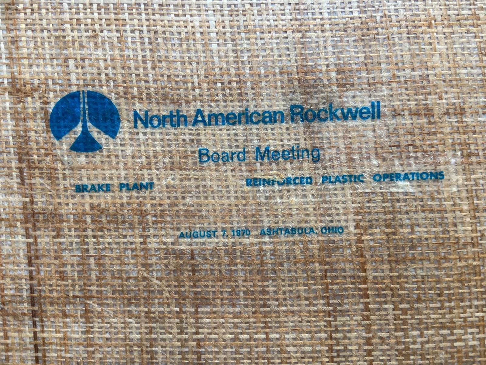 Original NASA Aug. 7, 1970 North American Rockwell Reinforced Plastic Ops Tray