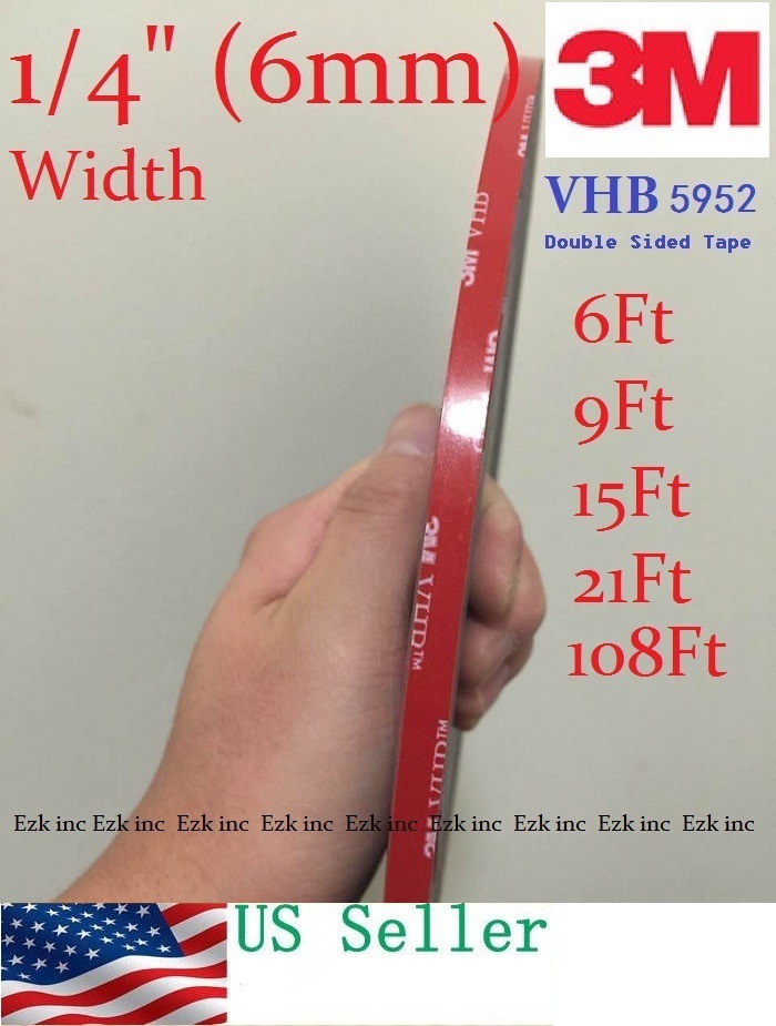 3M VHB #5952 1/4" x 15/21/36/108 ft Double-sided Acrylic Foam Tape Automotive.