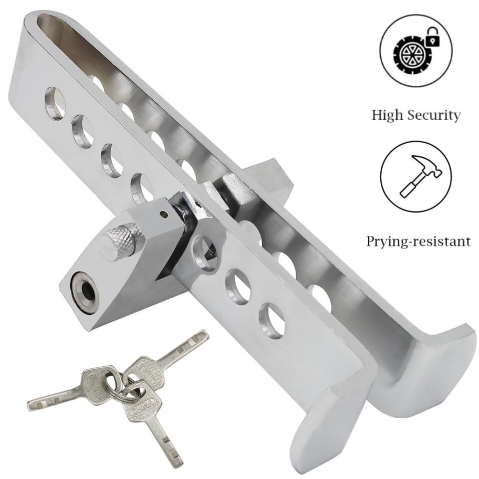 Stainless Steel Brake Pedal Lock Security Car Auto Clutch Lock Anti-theft W/3Key