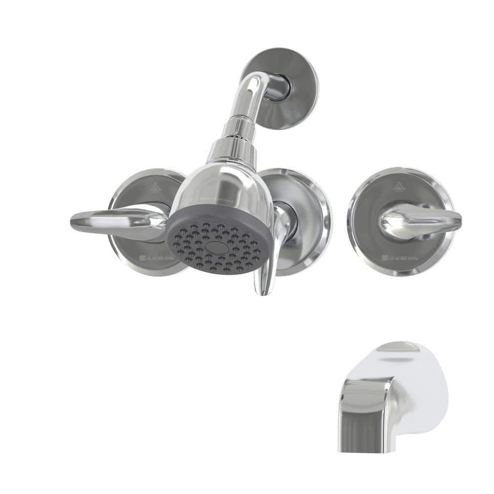 Glacier Bay Aragon 3 Handle 1-Spray Tub and Shower Faucet 1.8 GPM Chrome + Valve