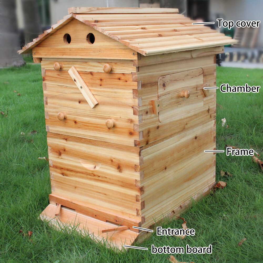 Wooden Auto Seep Bee Hives Boxes Langstroth Bee Hive+BPA free Beekeeping Frames