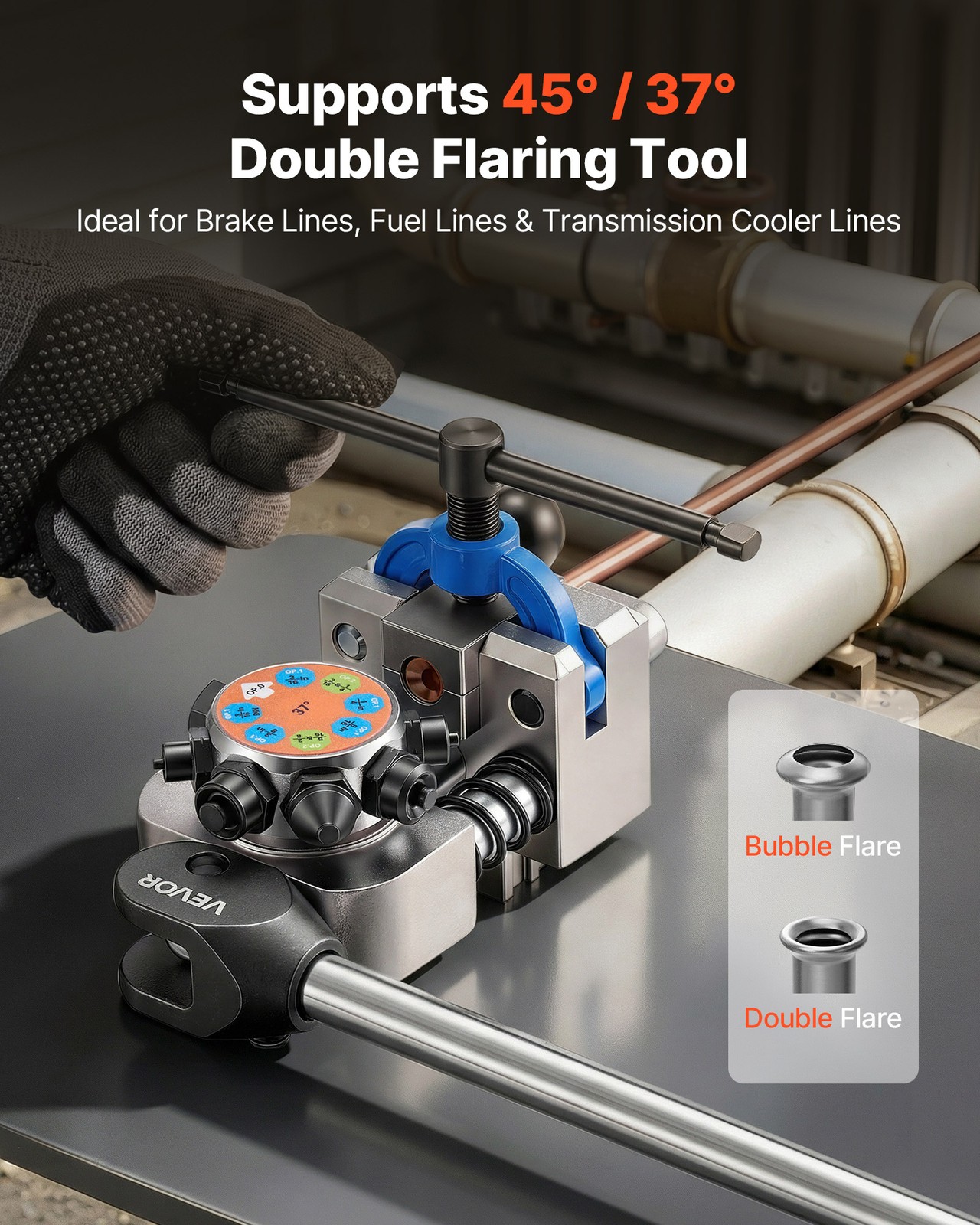 VEVOR Professional Brake Line Flaring Tool 45° & 37° Double Bubble Flaring