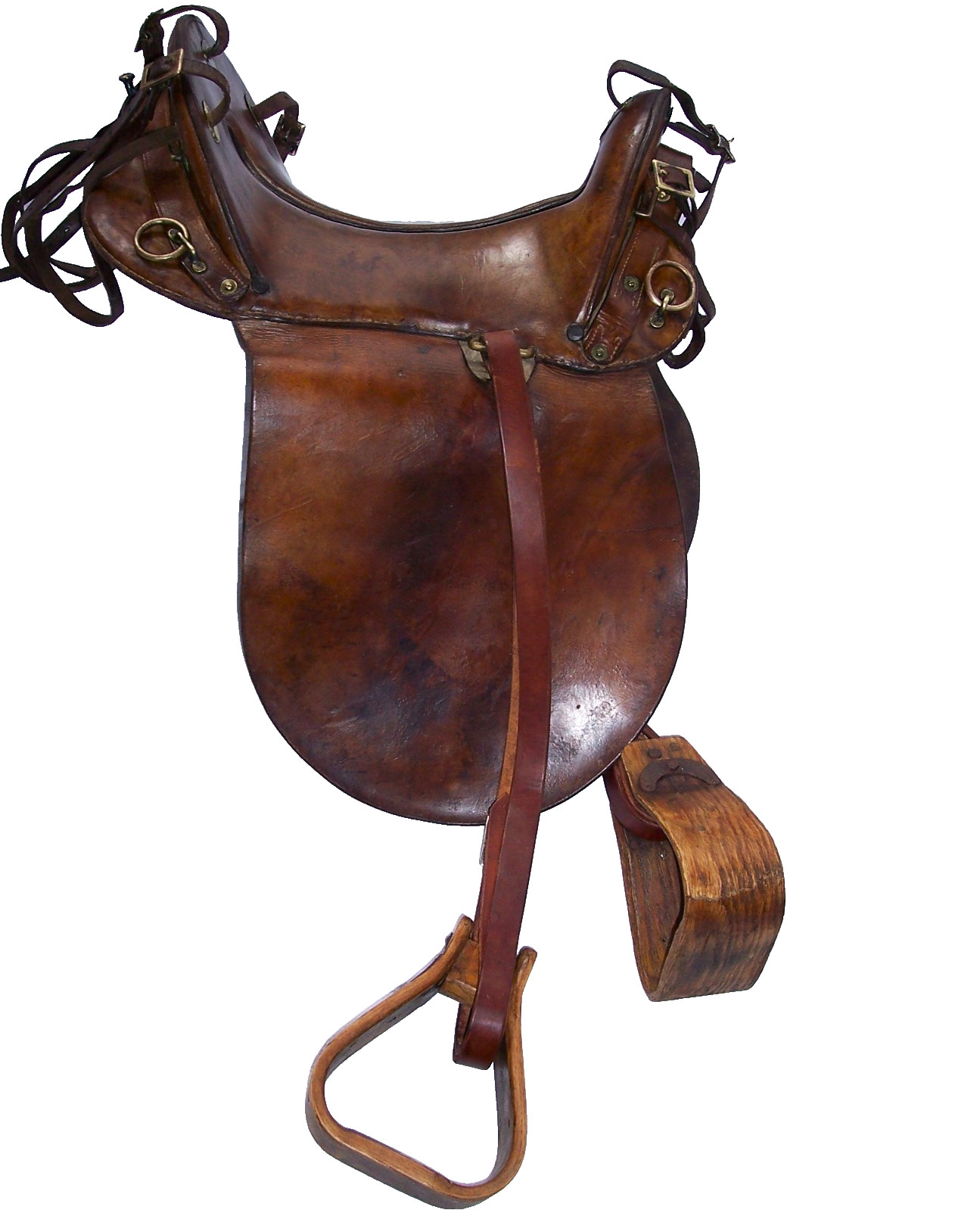 Antique US Cavalry Saddle Brass US Conchos Military McClellan 11" Seat Marked