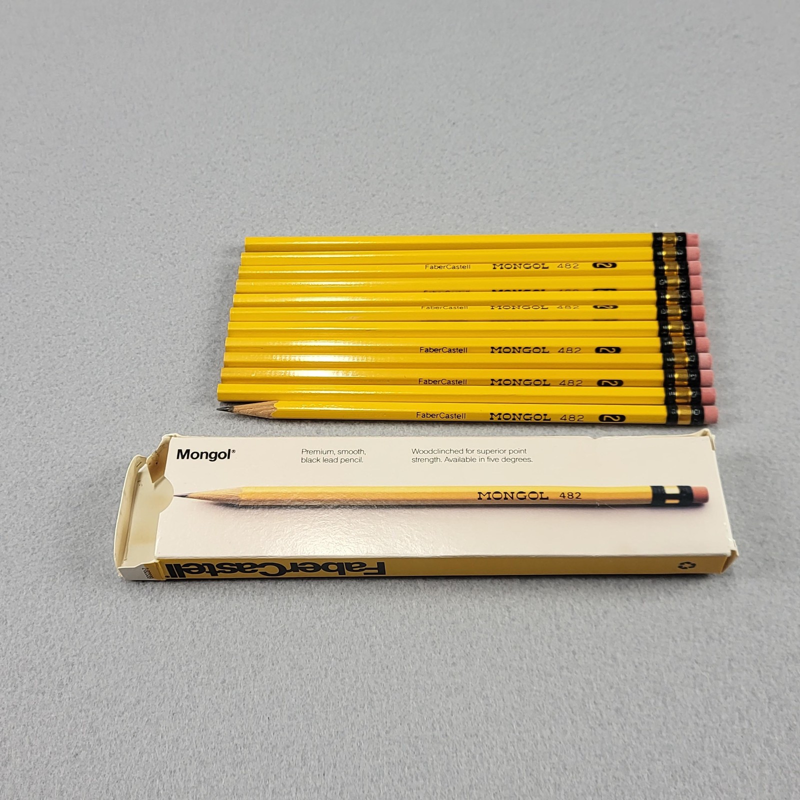 Faber-Castell Mongol 482 #2 Yellow Pencils Lot 12 Medium Soft USA Black Lead
