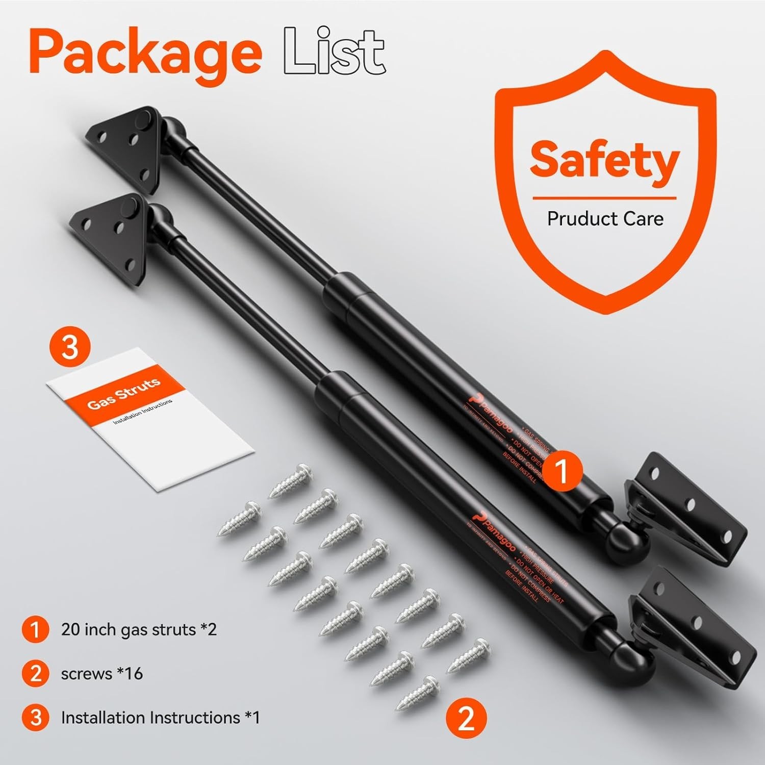 Durable 20 Inch Gas Struts 100lbs Capacity - Perfect for RV & Tanning Beds