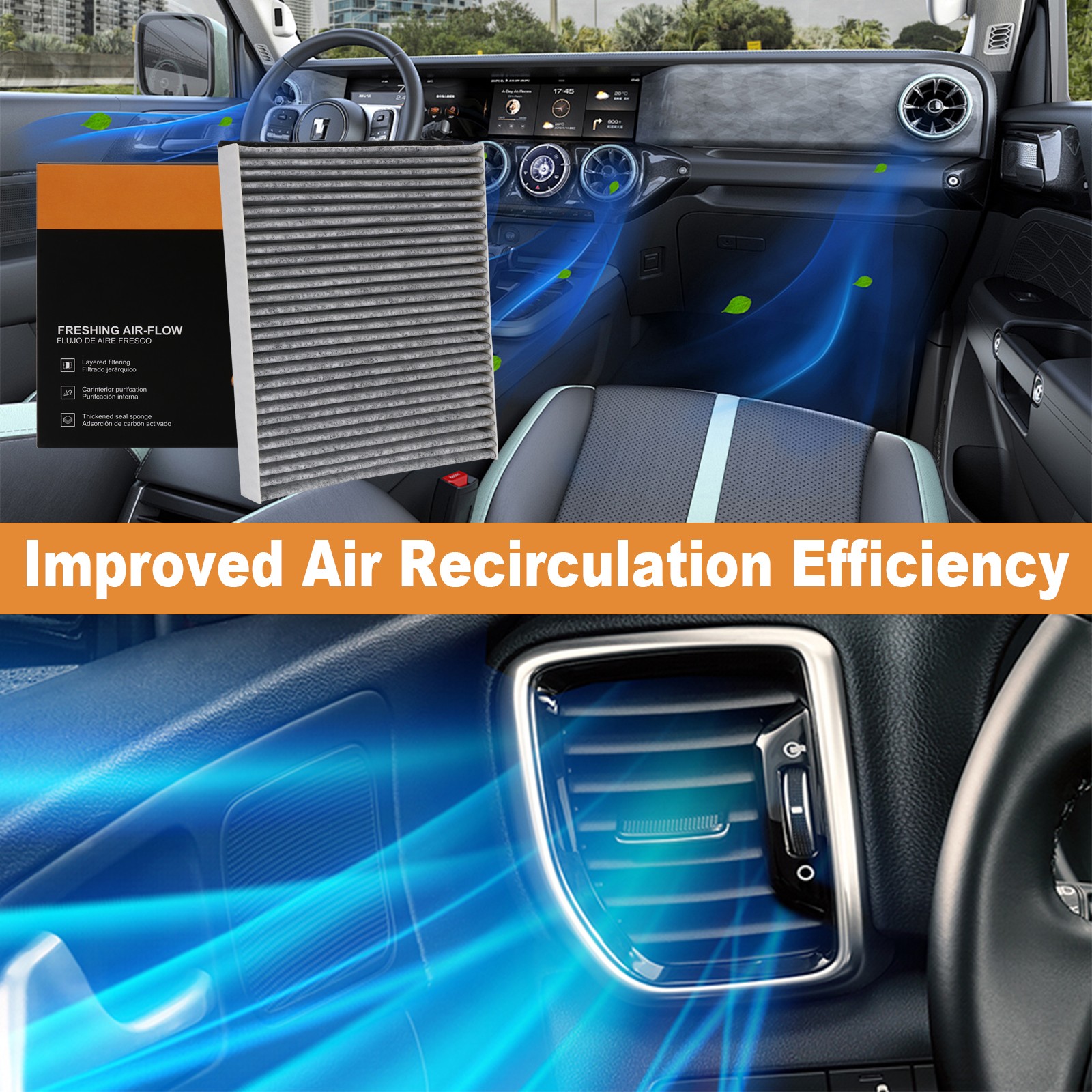 Cabin Air Filter For 2013 2014 - 2019 Ford Escape L4 1.5L 1.6L 2.0L 2.5L OE Spec
